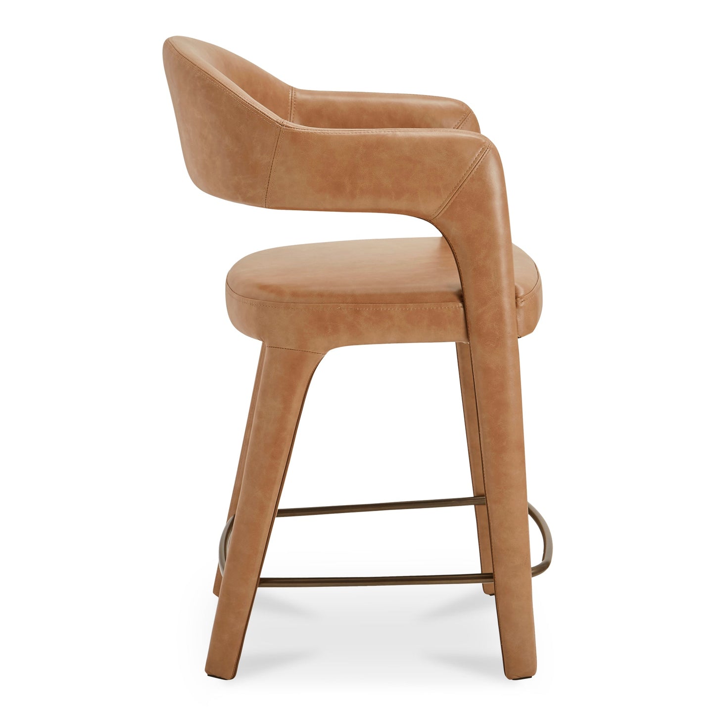 Martens Brown Leather Counter Stool - Ornate Home