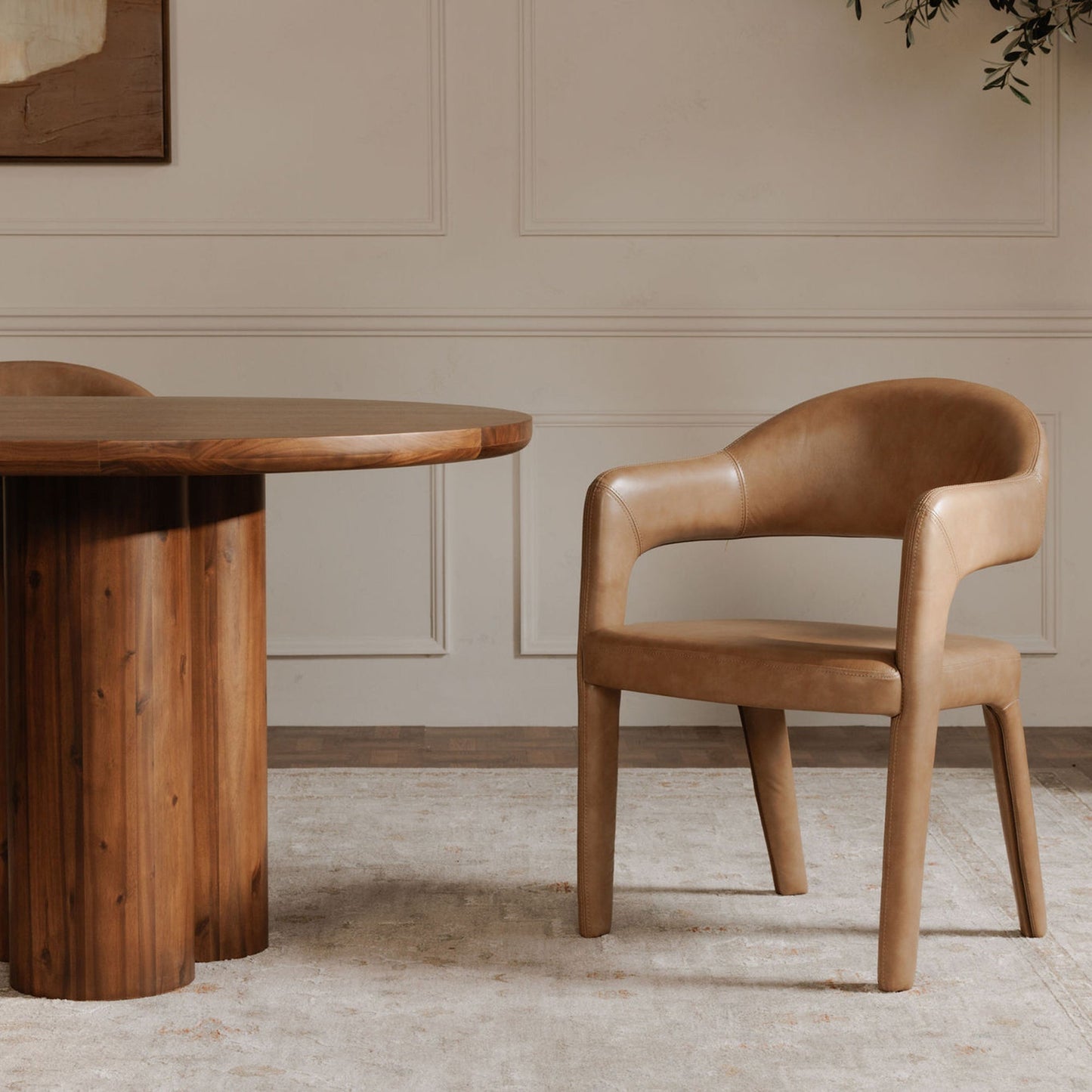 Martens Brown Leather Dining Chair - Ornate Home