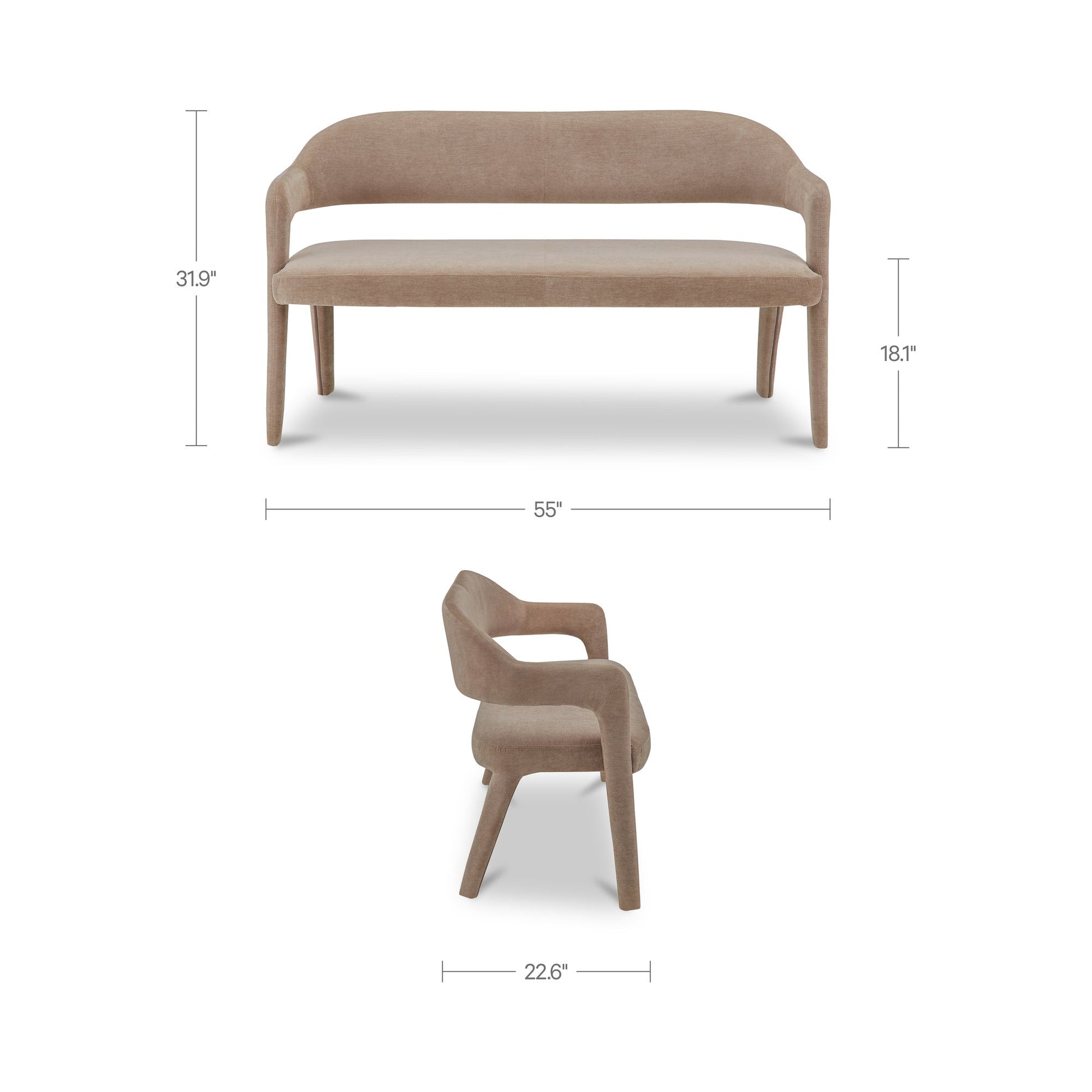 Martens Camel Dining Bench - Ornate Home