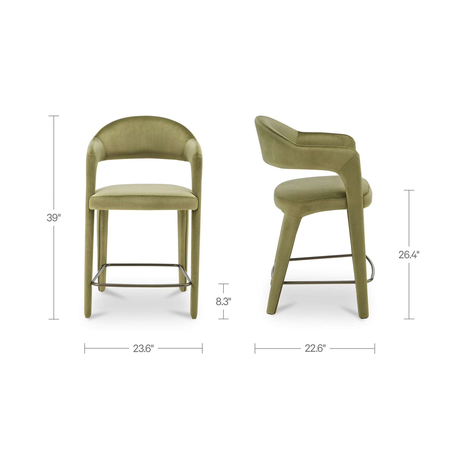 Martens Green Counter Stool Velvet - Ornate Home