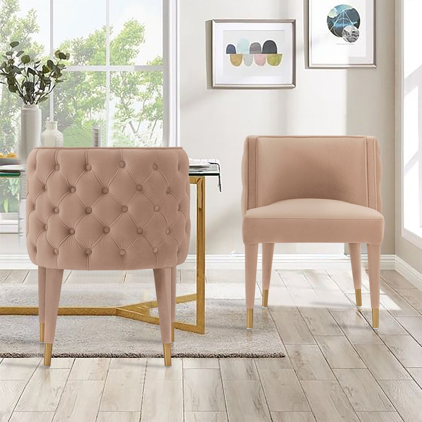 Maya Dining Chair in Nude (set of 2) - Ornate Home