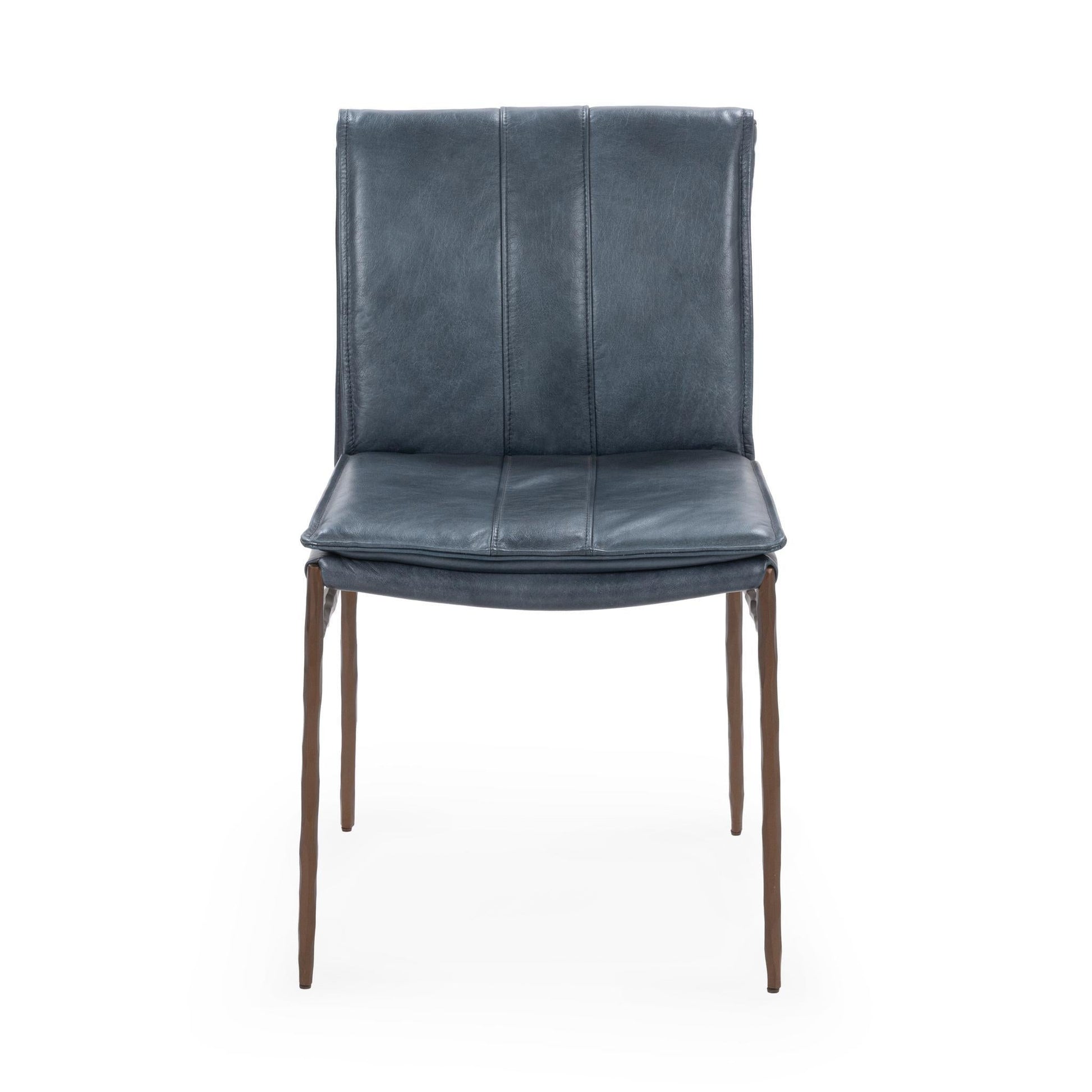 Mayer Leather Ocean Blue Dining Chair (Set of 2) - Ornate Home