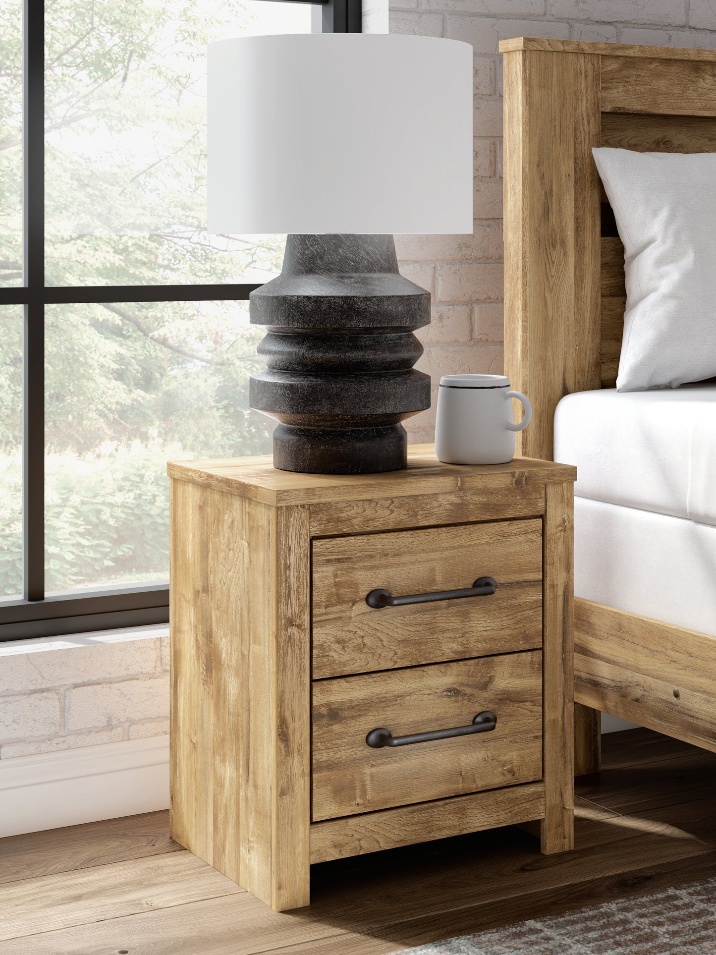 Maystonna Brown Two Drawer Night Stand- Viva Furn