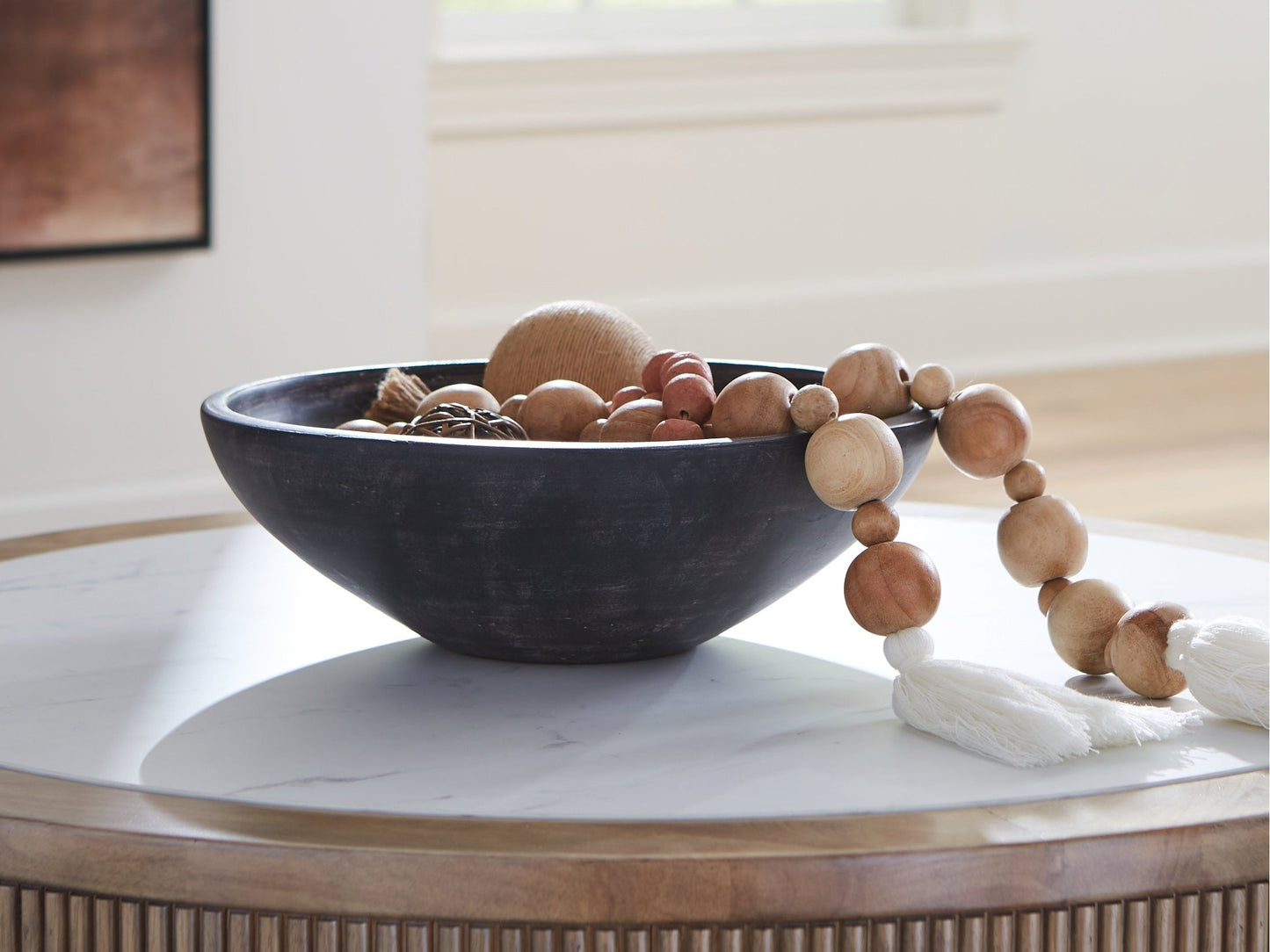 Meadie Distressed Black Bowl- Viva Furn