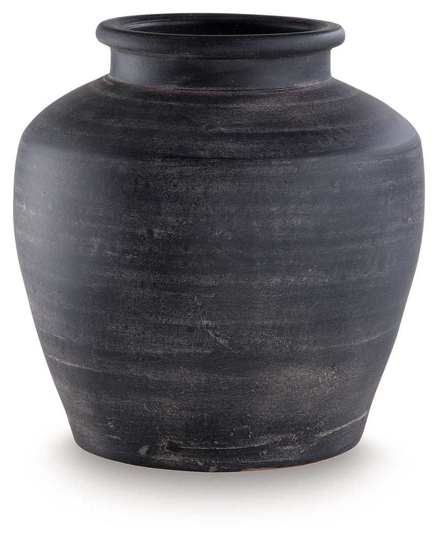 Meadie Distressed Black Vase- Viva Furn