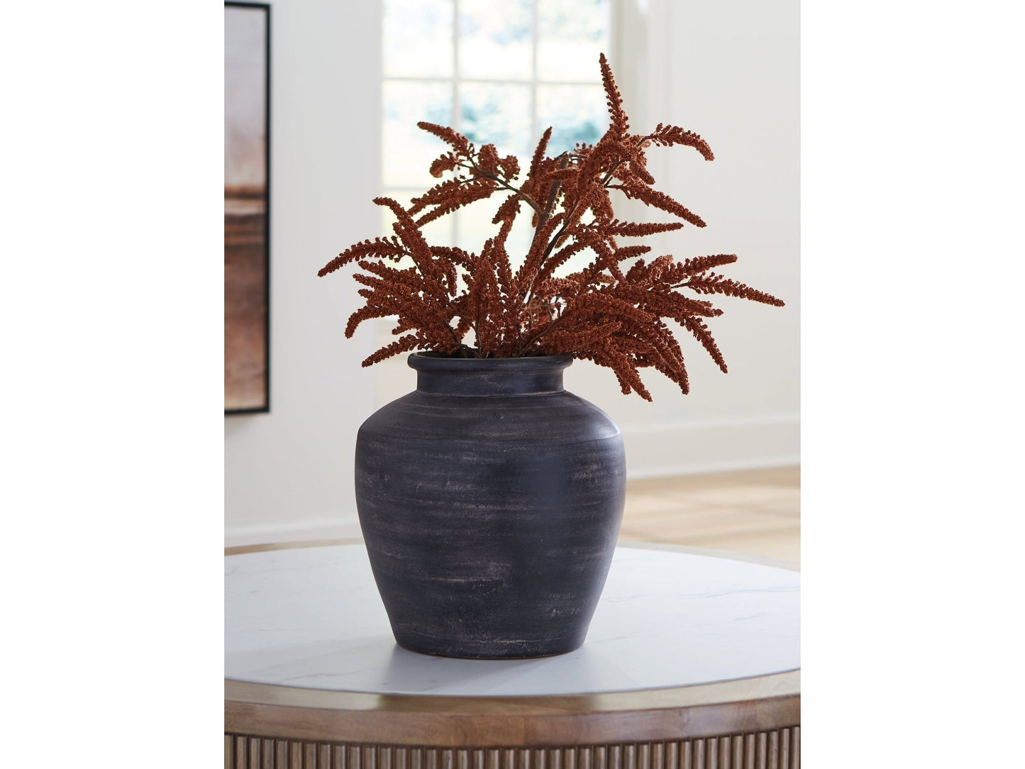 Meadie Distressed Black Vase- Viva Furn