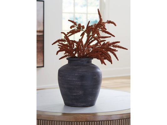 Meadie Distressed Black Vase- Viva Furn