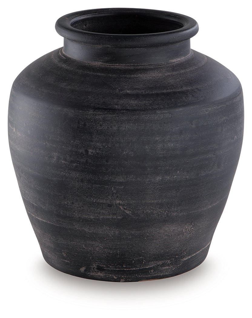 Meadie Distressed Black Vase- Viva Furn
