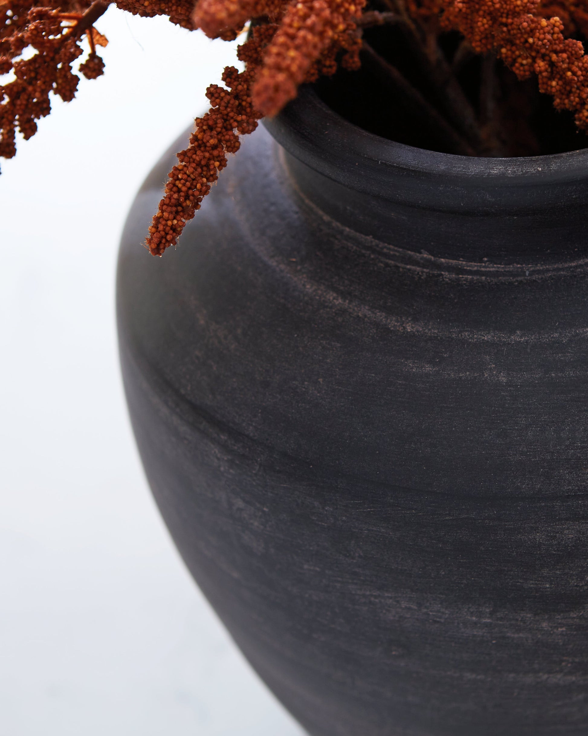 Meadie Distressed Black Vase- Viva Furn