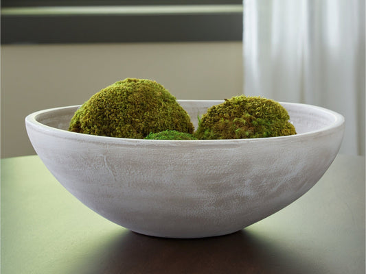 Meadie Distressed White Bowl- Viva Furn