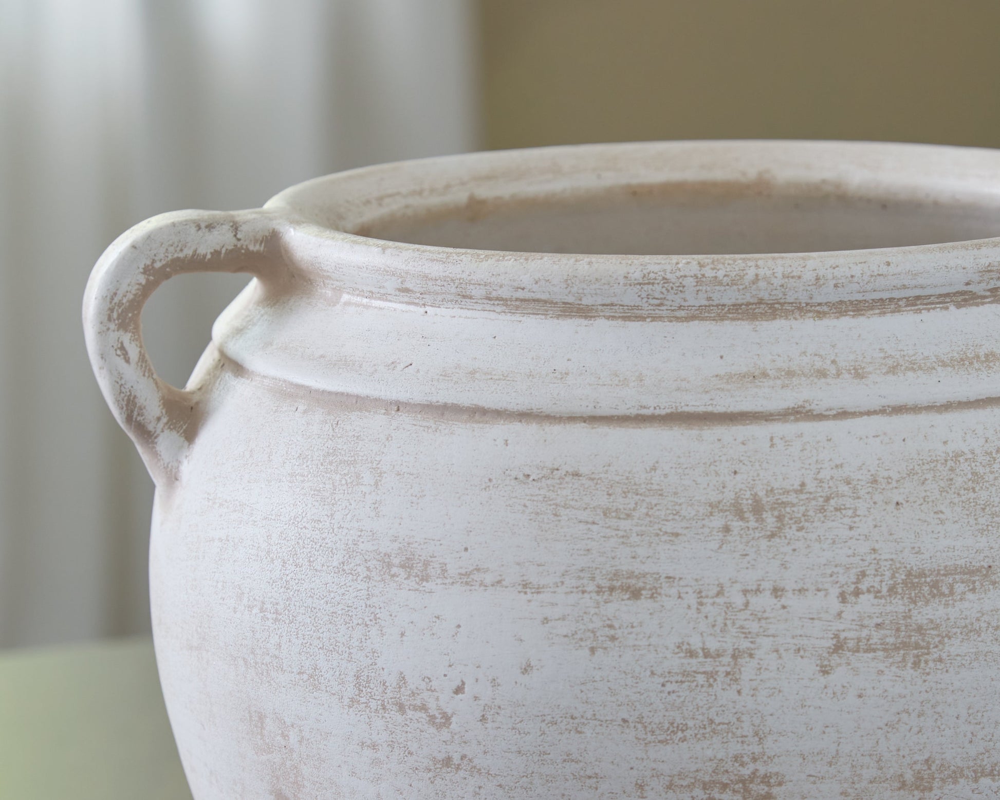 Meadie Distressed White Vase- Viva Furn