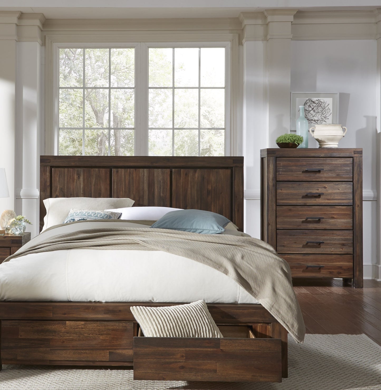 Meadow Five Drawer Solid Wood Chest in Brick Brown - Ornate Home