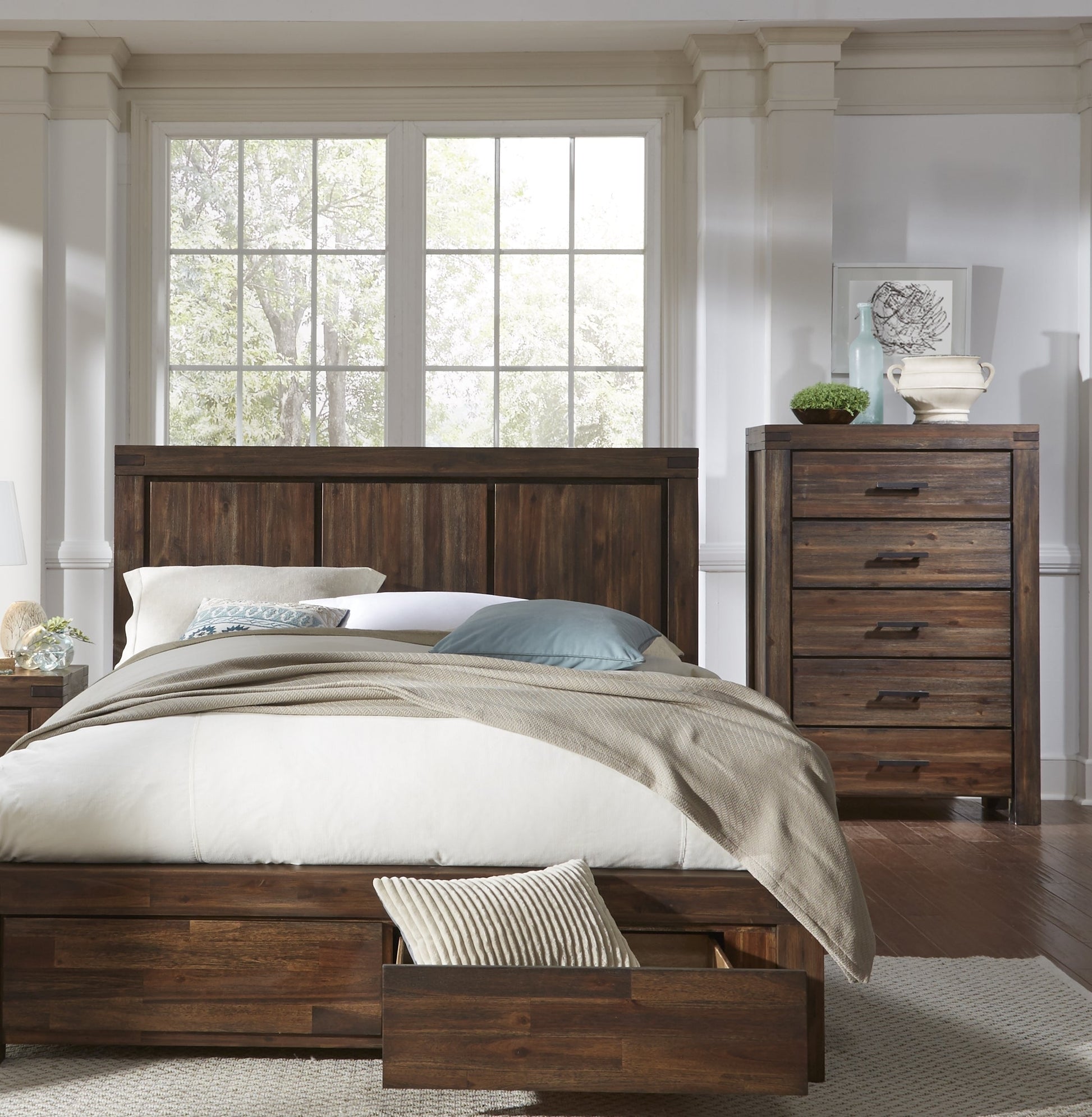 Meadow Five Drawer Solid Wood Chest in Brick Brown - Ornate Home