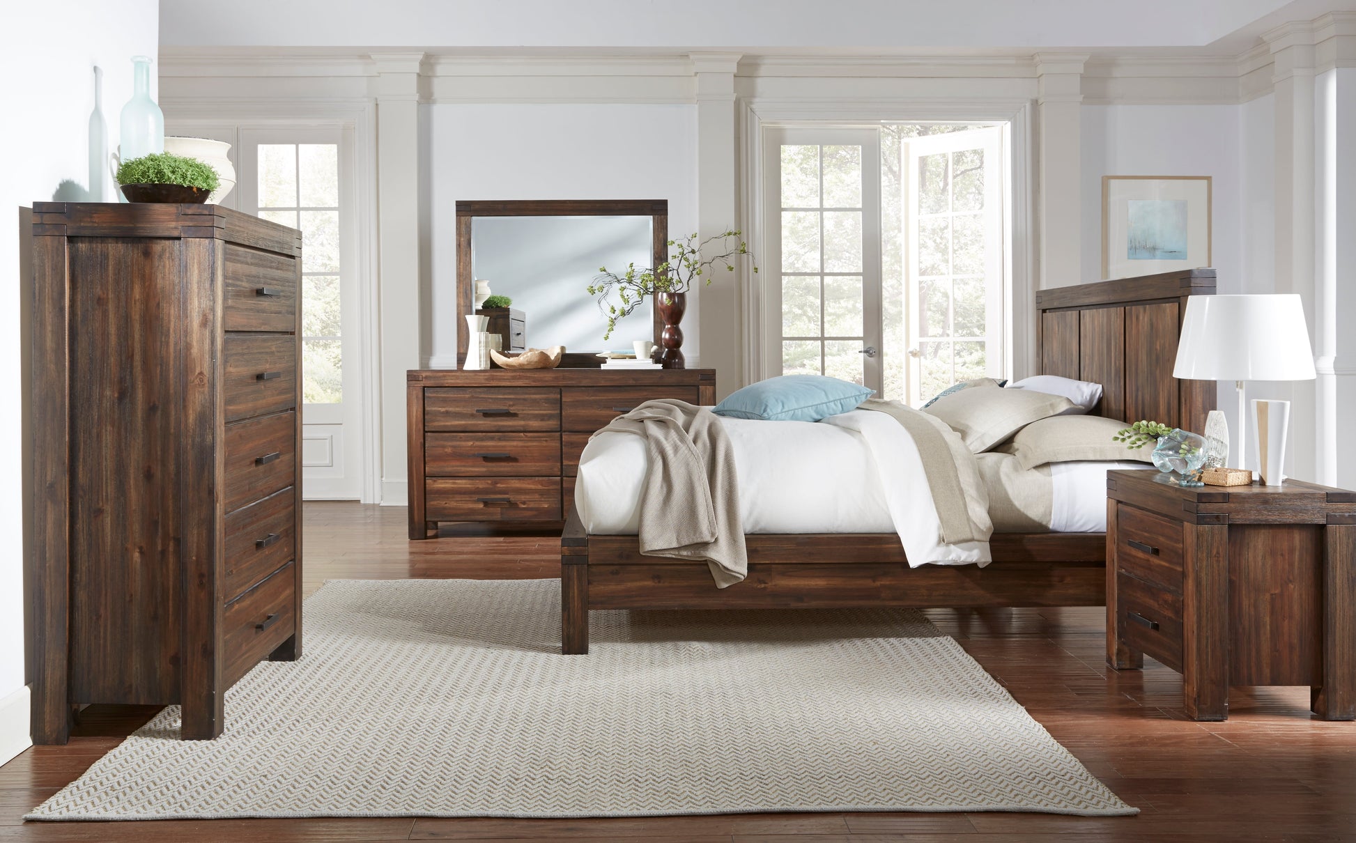 Meadow Five Drawer Solid Wood Chest in Brick Brown - Ornate Home