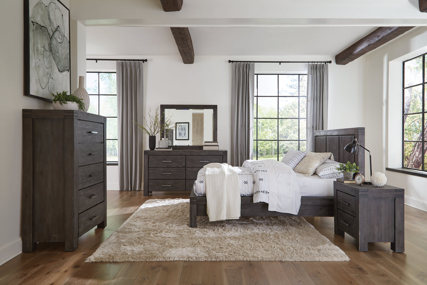 Meadow Five Drawer Solid Wood Chest in Graphite - Ornate Home