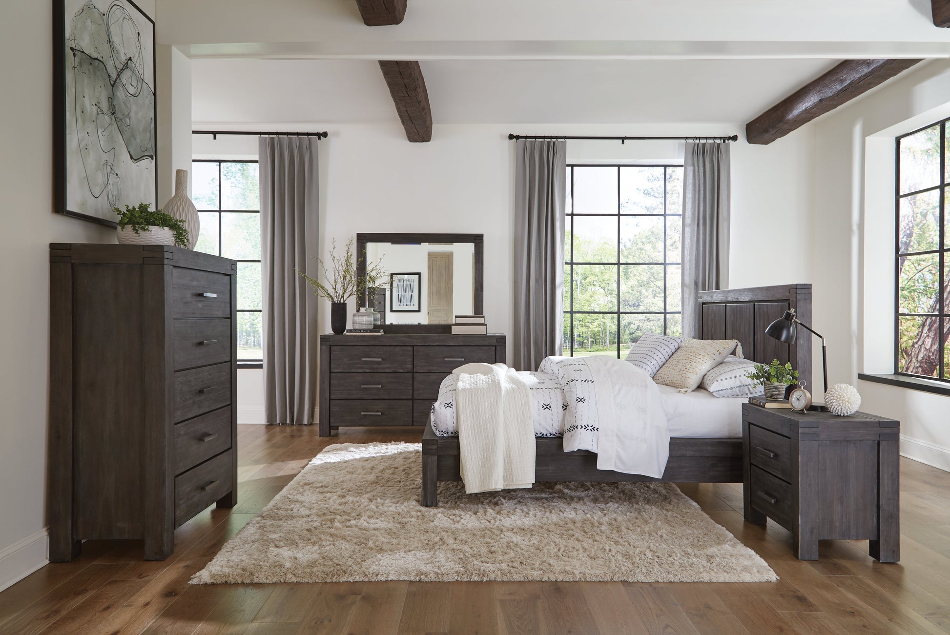Meadow Five Drawer Solid Wood Chest in Graphite - Ornate Home