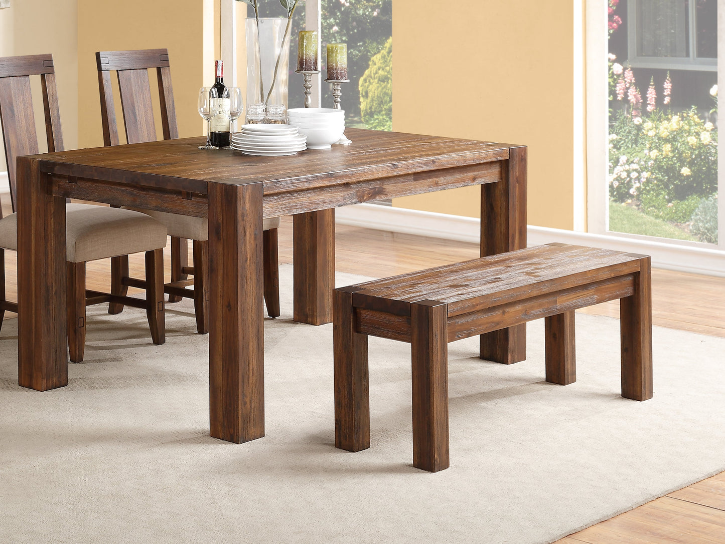 Meadow Solid Wood Bench in Brick Brown - Ornate Home