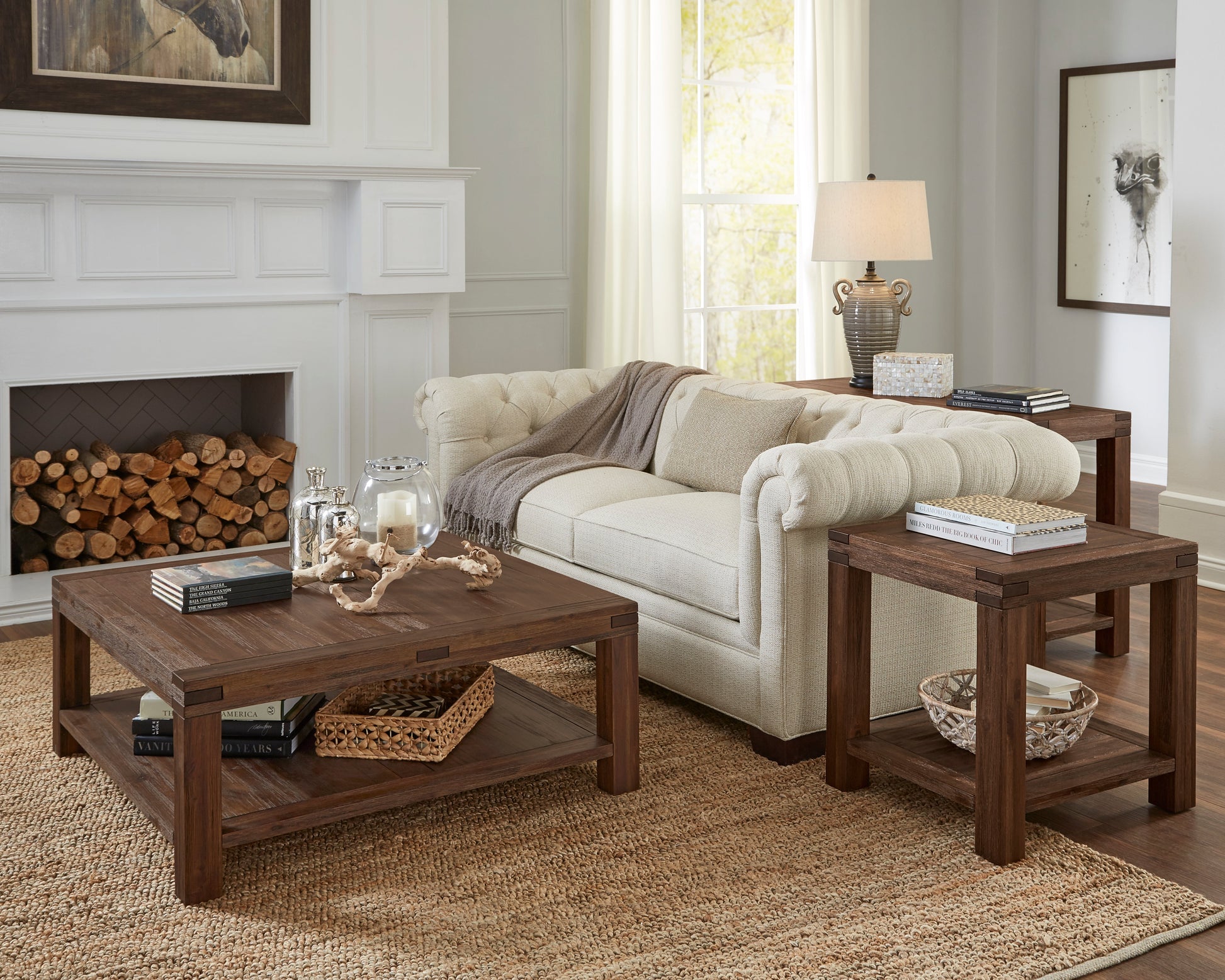 Meadow Solid Wood Square Coffee Table in Brick Brown - Ornate Home