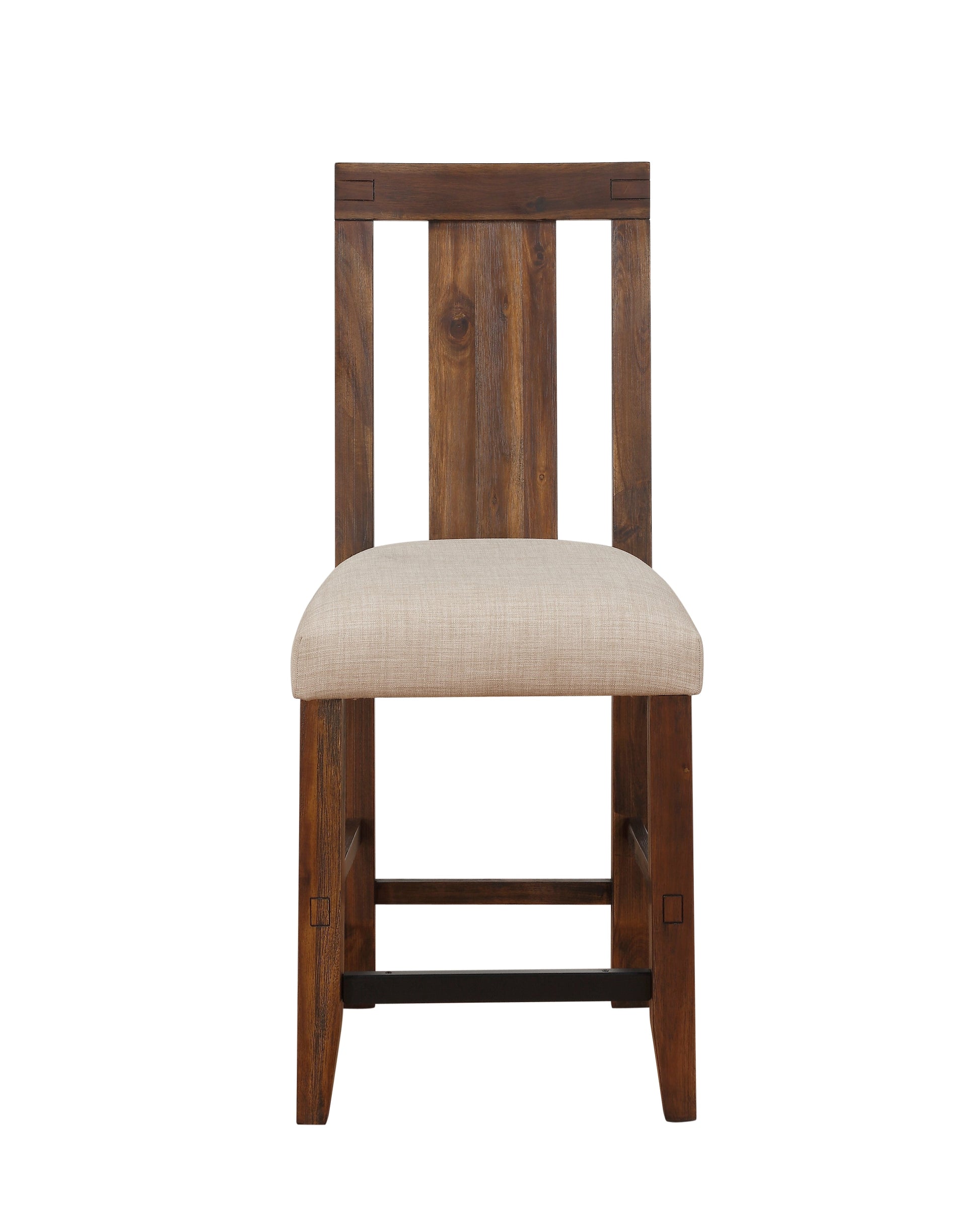 Meadow Solid Wood Upholstered Kitchen Counter Stool in Brick Brown (Set of 2) - Ornate Home