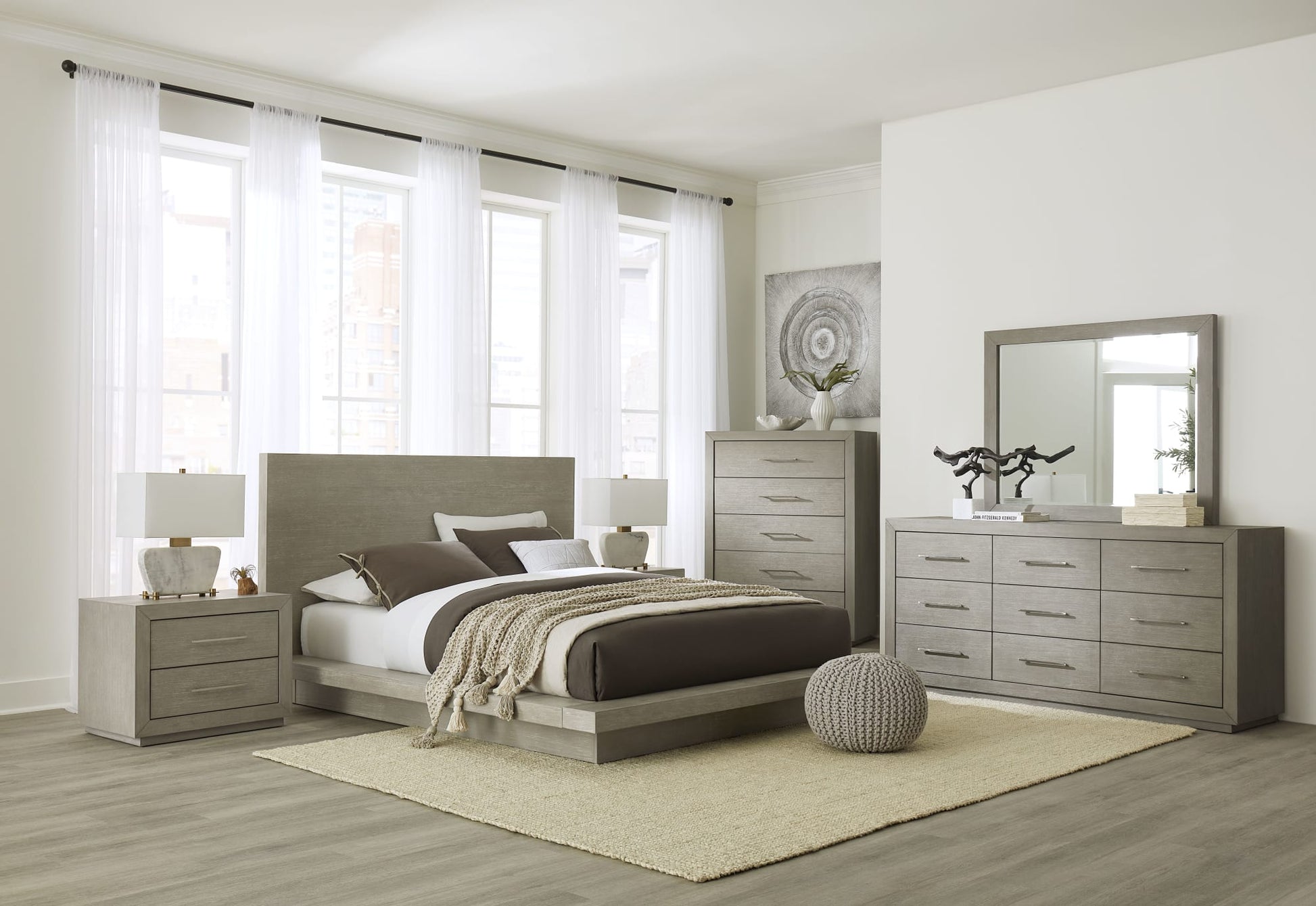 Melbourne Mineral Two Drawer Nightstand with USB - Ornate Home
