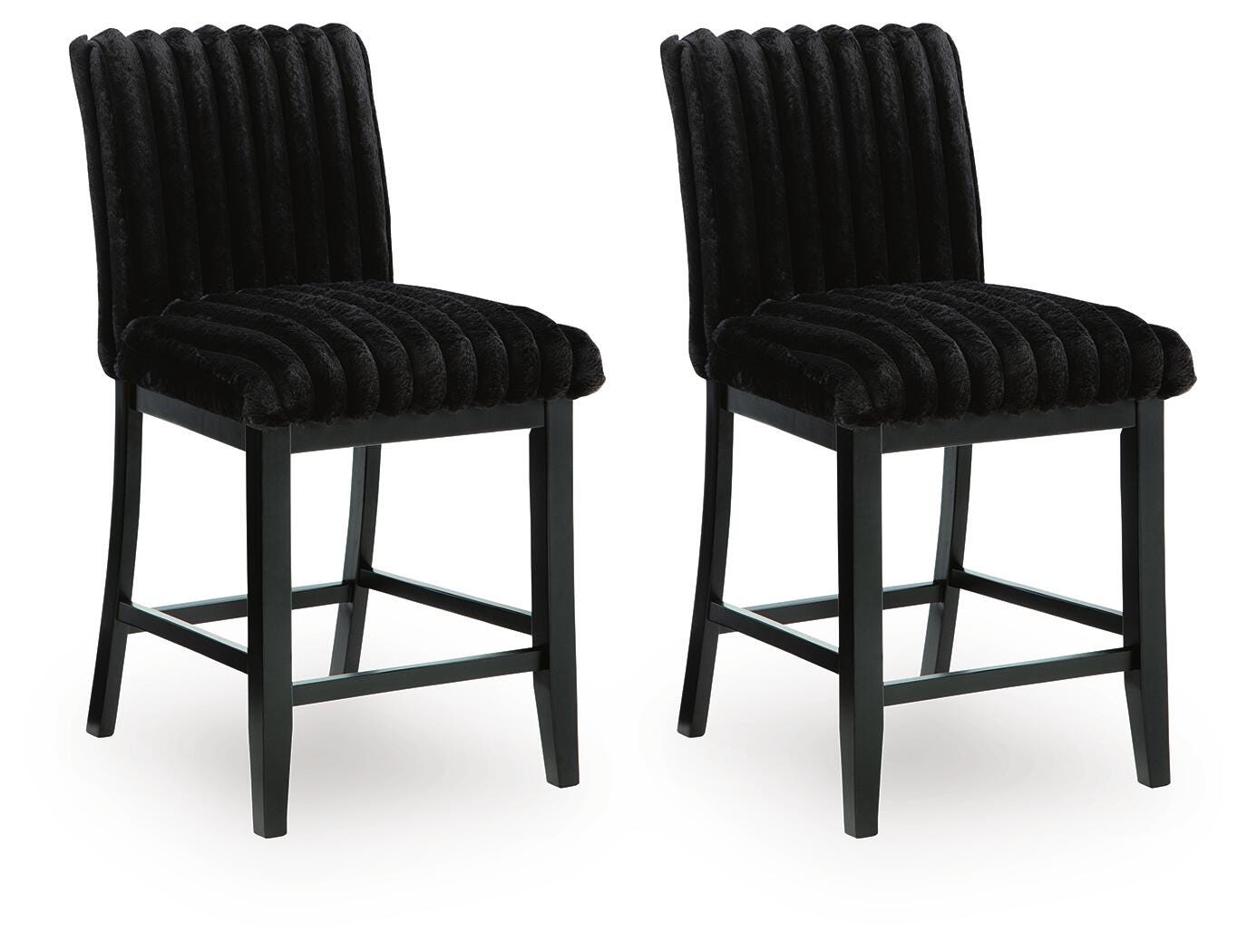 Mervannie Black Counter Height Barstool (Set of 2)- Viva Furn