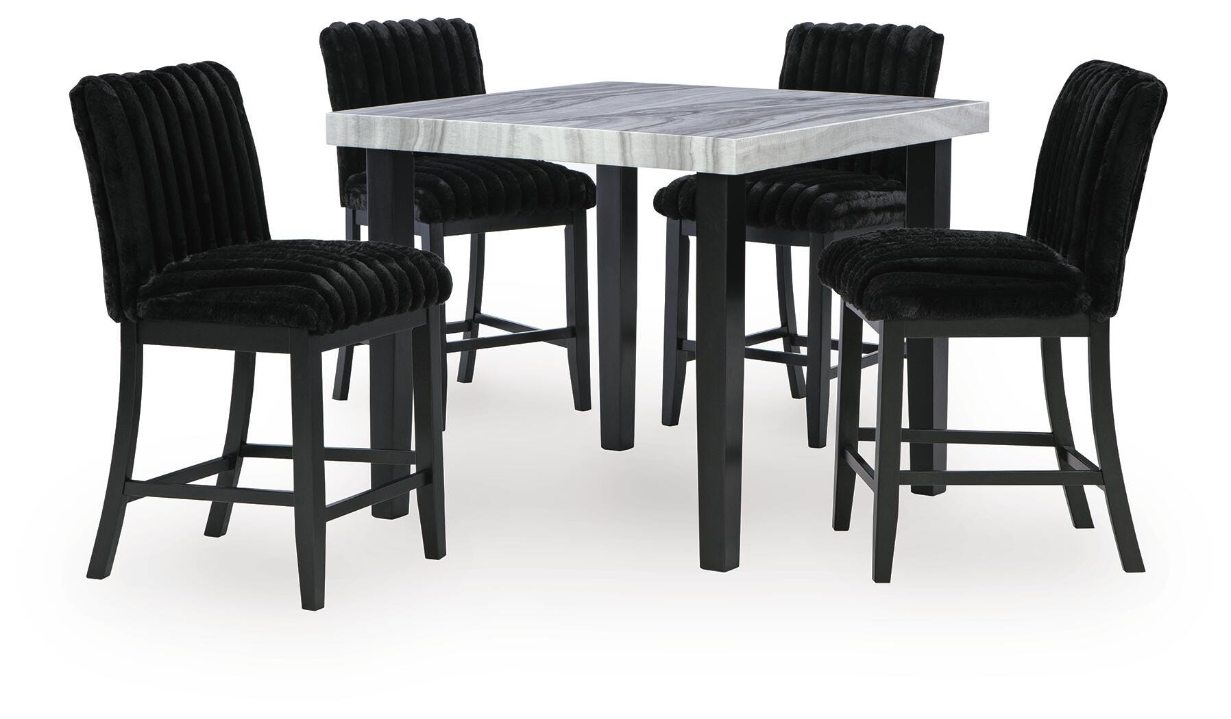 Mervannie Black/Gray Counter Height Dining Table and 4 Barstools- Viva Furn