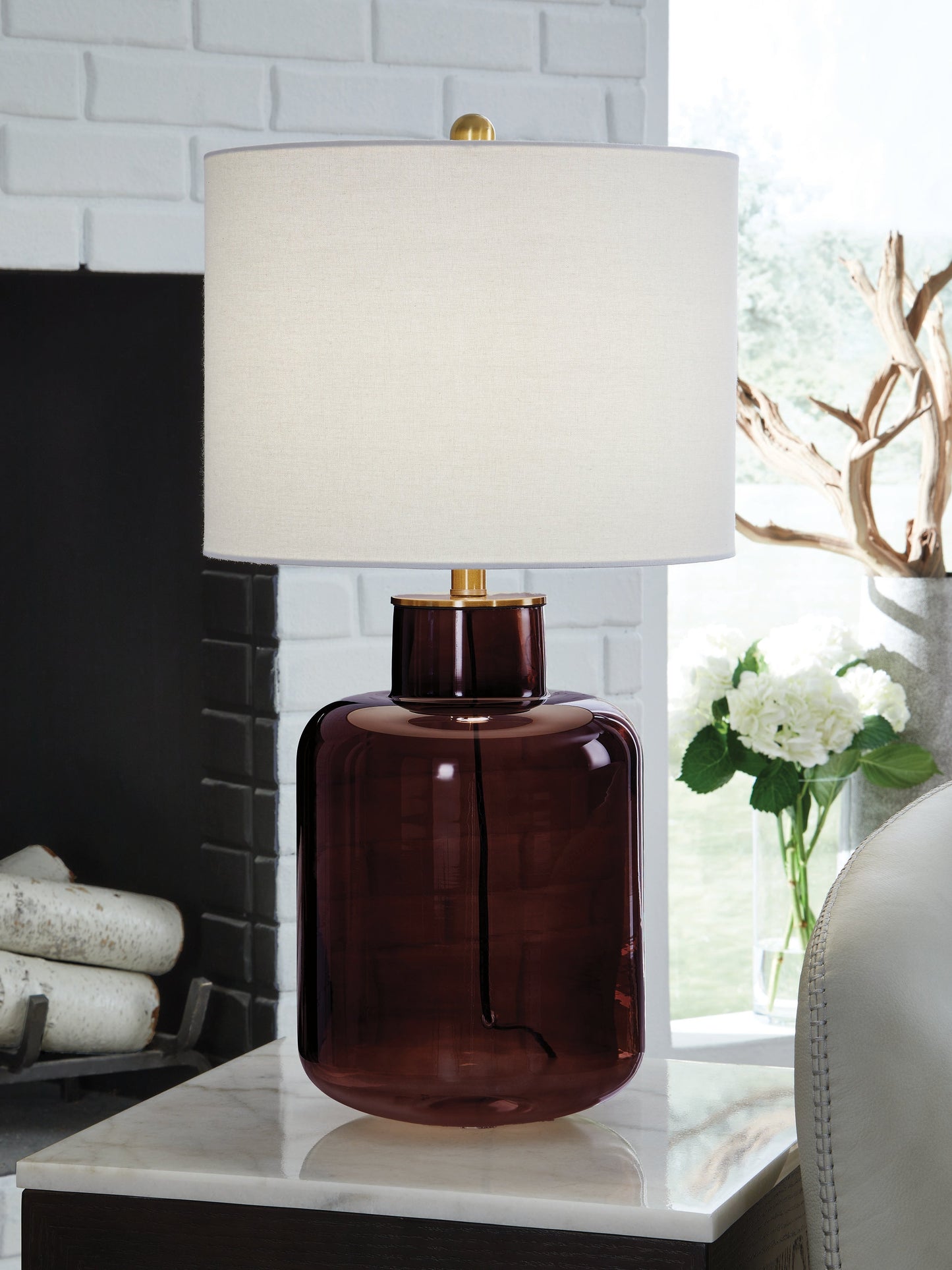 Mette Brown/Gold Glass Table Lamp (1/CN)- Viva Furn