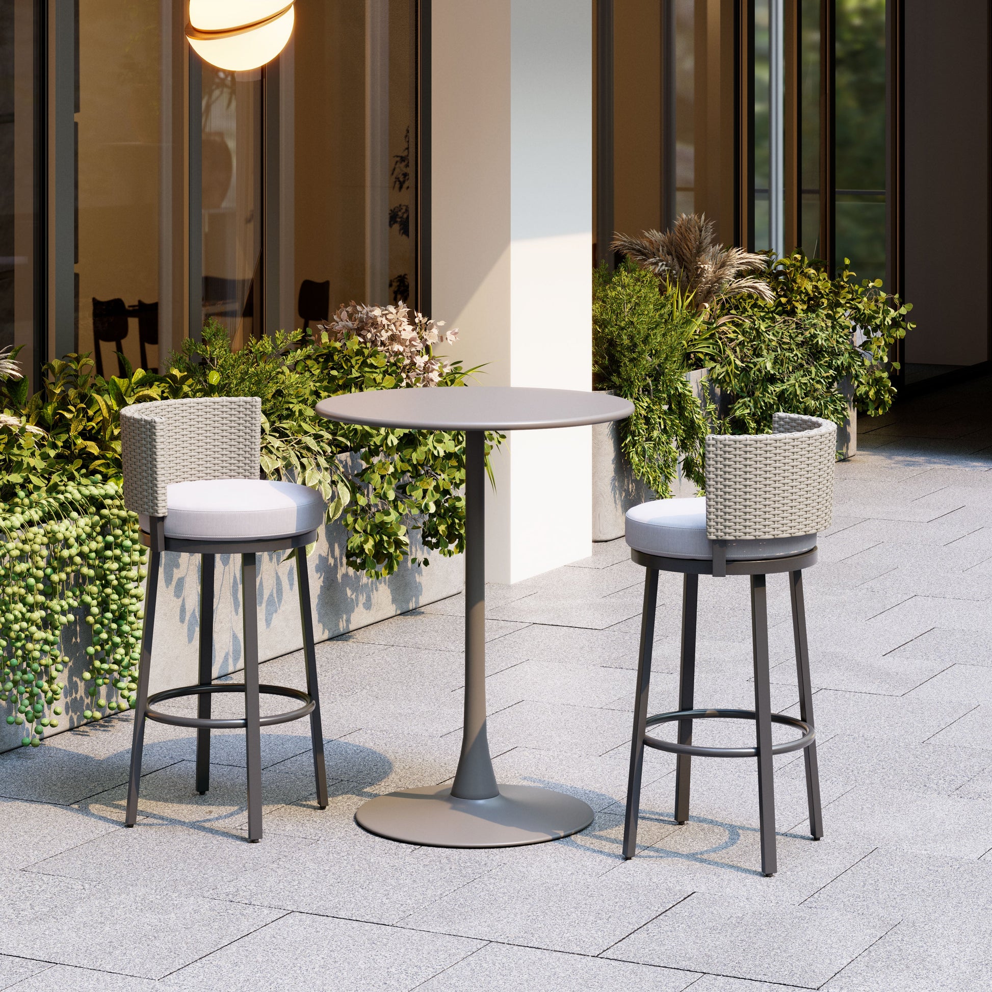 Midnight Wave White Outdoor Barstool - Ornate Home