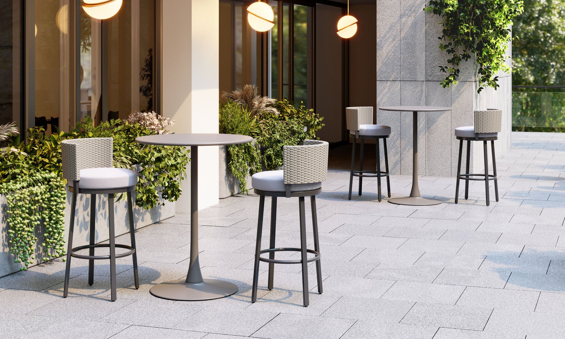 Midnight Wave White Outdoor Barstool - Ornate Home