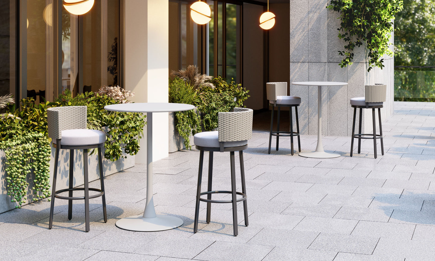 Midnight Wave White Outdoor Barstool - Ornate Home