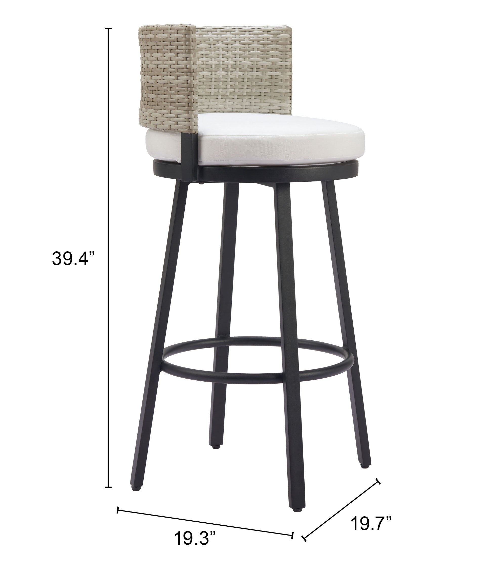 Midnight Wave White Outdoor Barstool - Ornate Home