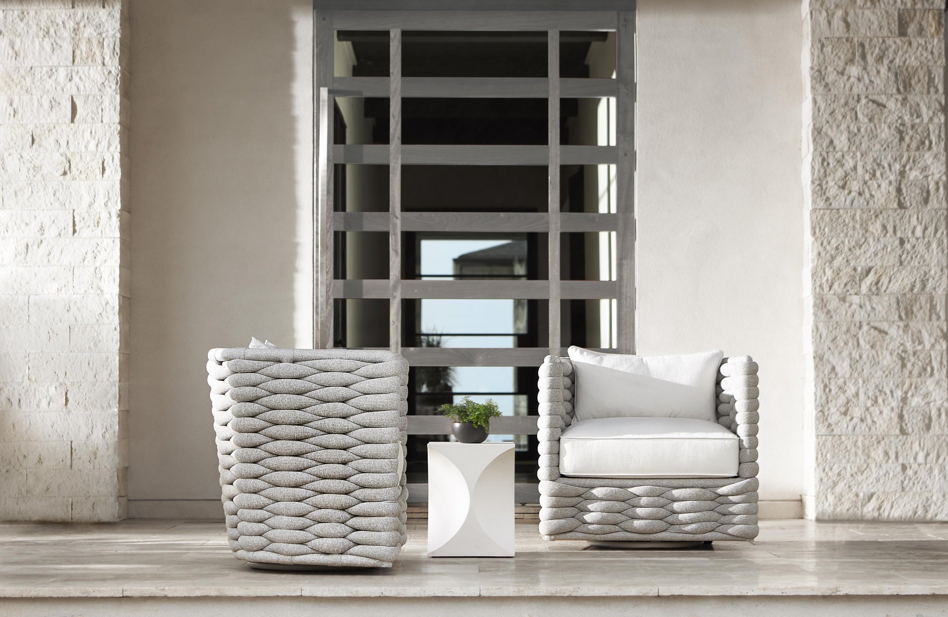Millim White Outdoor Accent Table - Ornate Home
