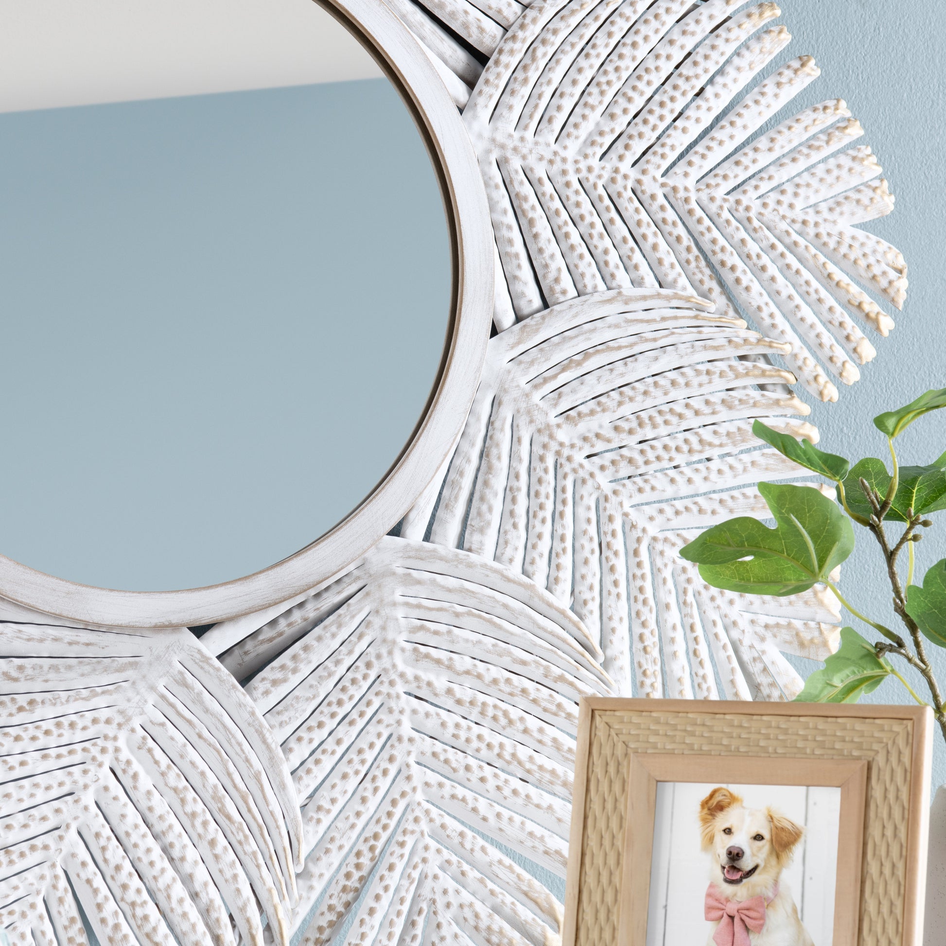 Miramar White/Natural Wall Mirror - Ornate Home