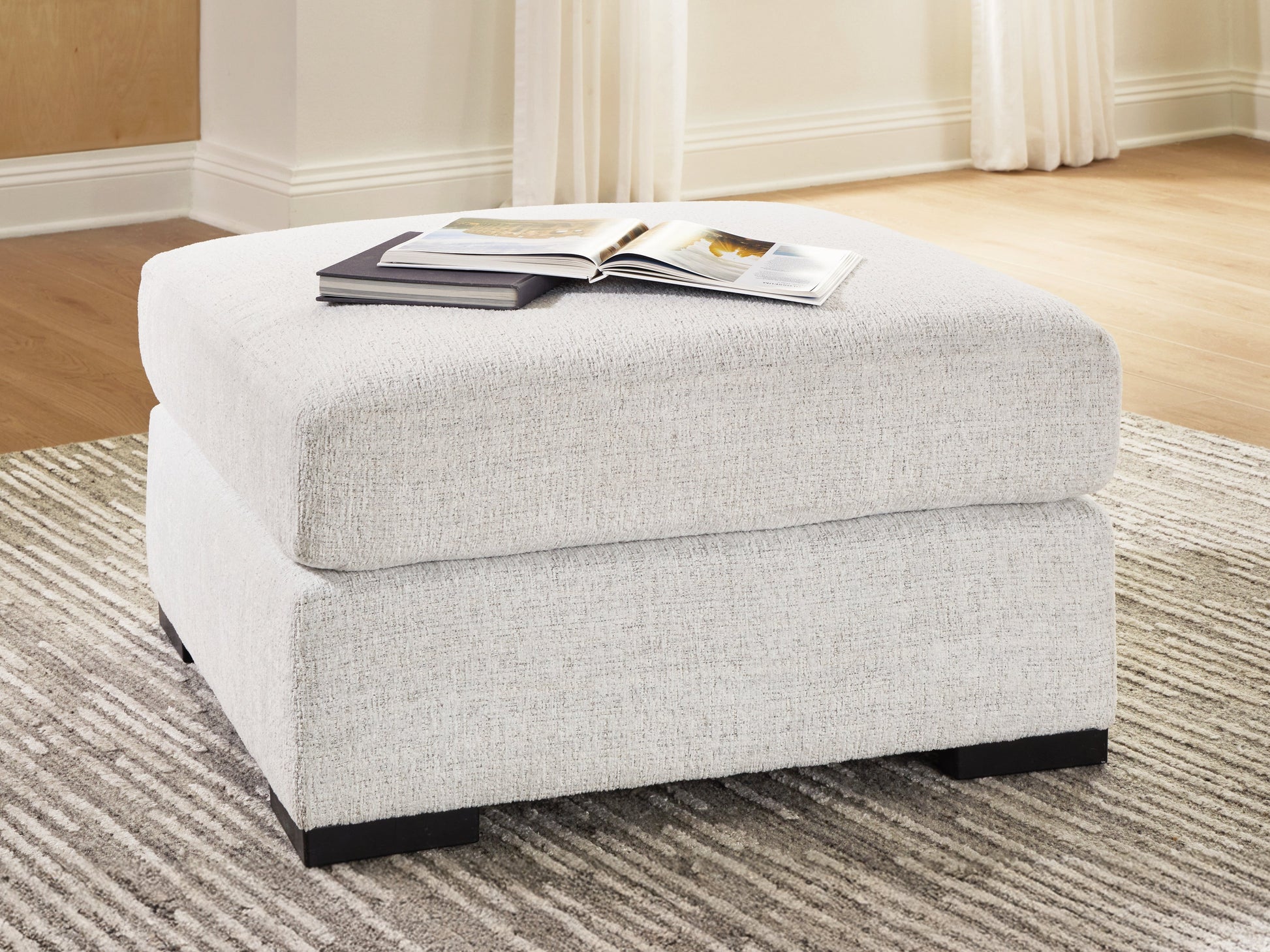 Misty-Lakes Chalk Oversized Accent Ottoman- Viva Furn