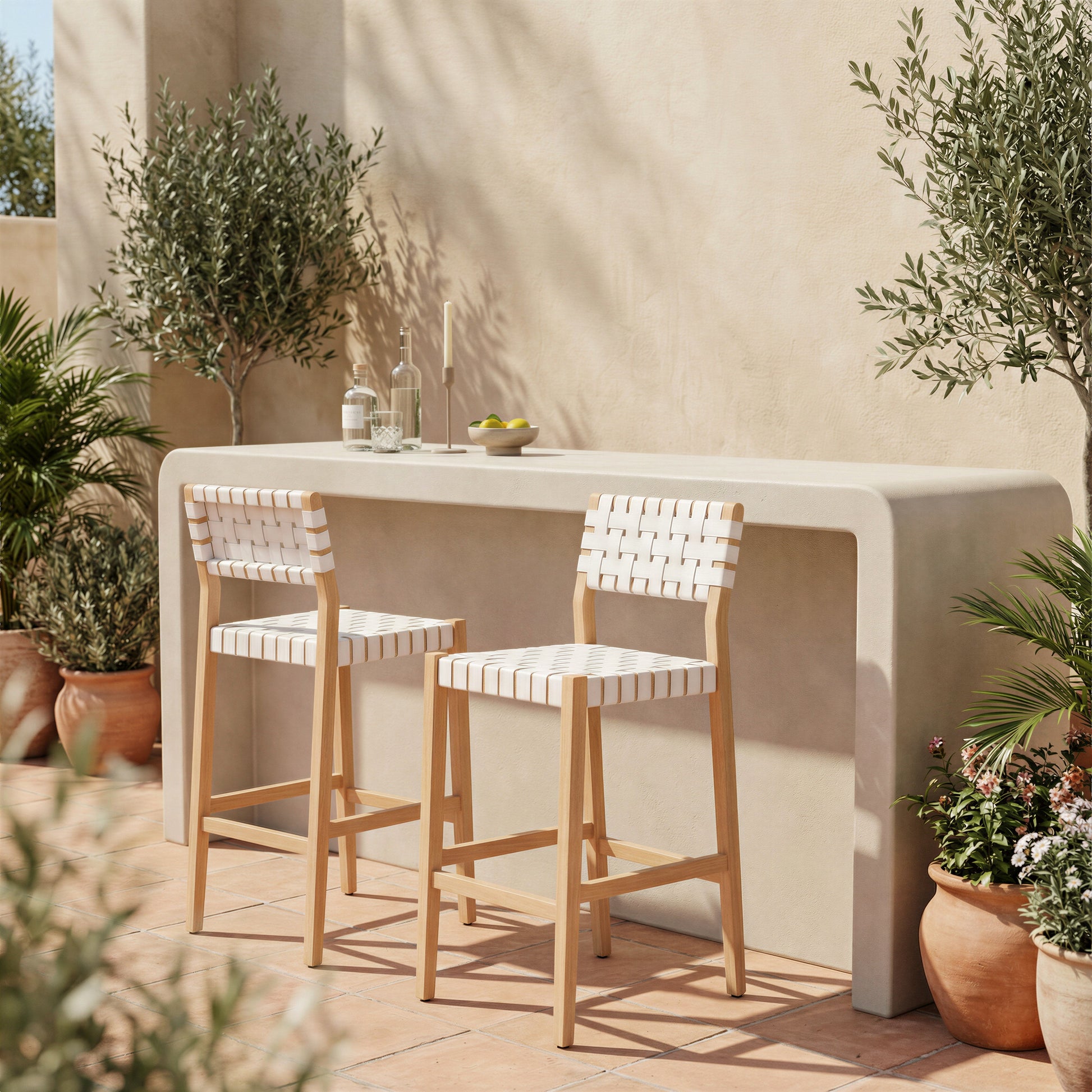 Mizuya White Barstool - Ornate Home
