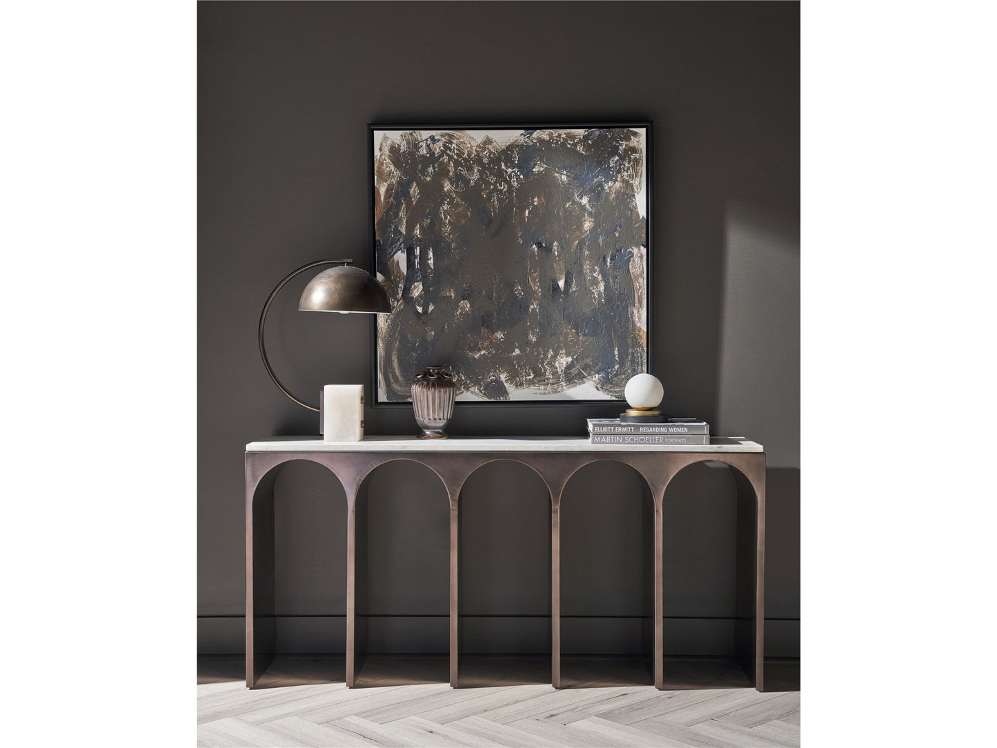 Moda White Banswara/Aged Satin Pewter Console Table - Ornate Home