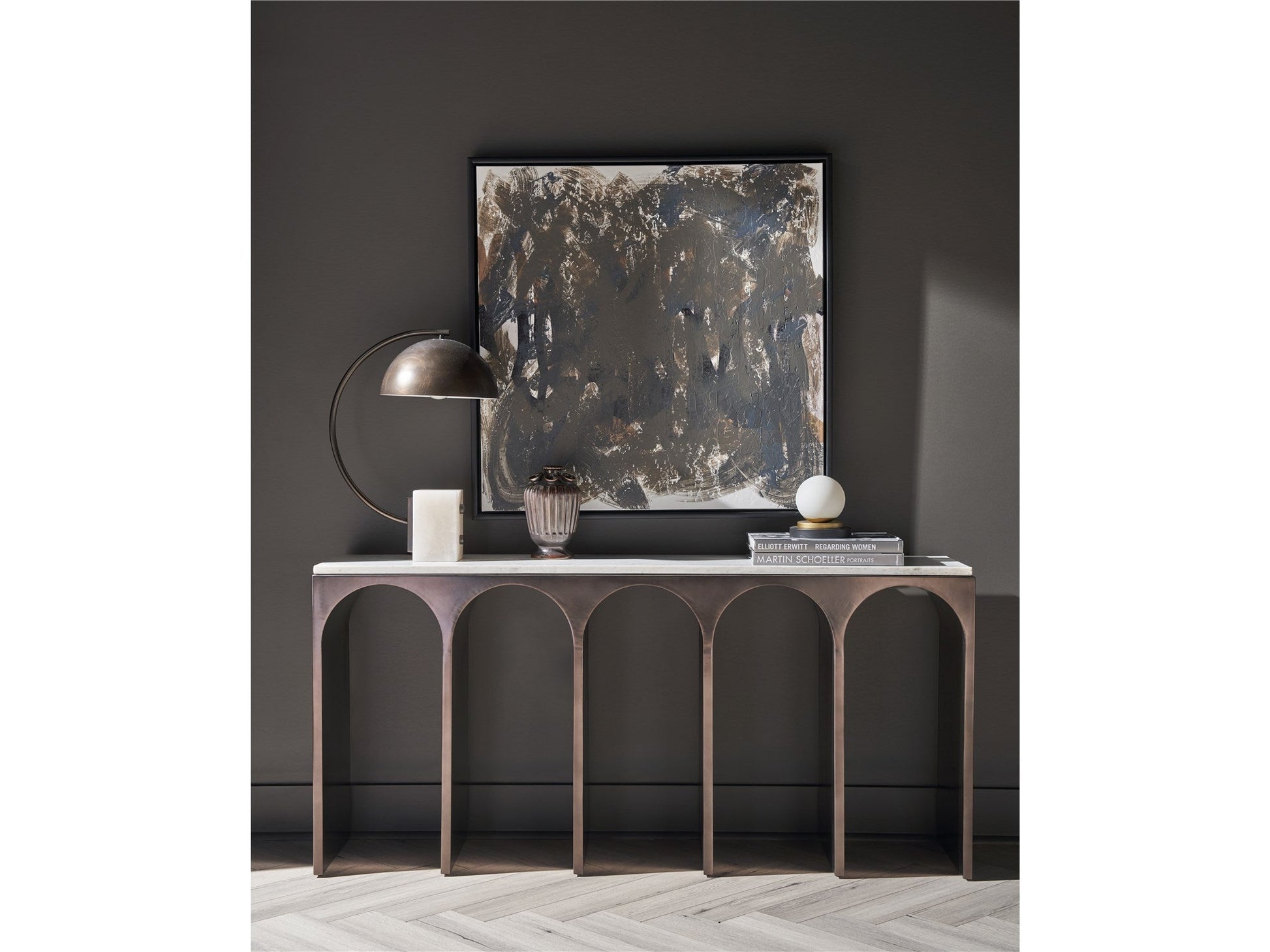 Moda White Banswara/Aged Satin Pewter Console Table - Ornate Home