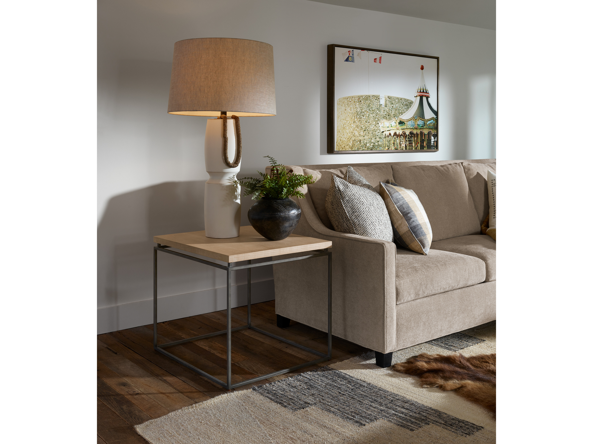 Modern Farmhouse Rustic Natural Oak End Table - Ornate Home