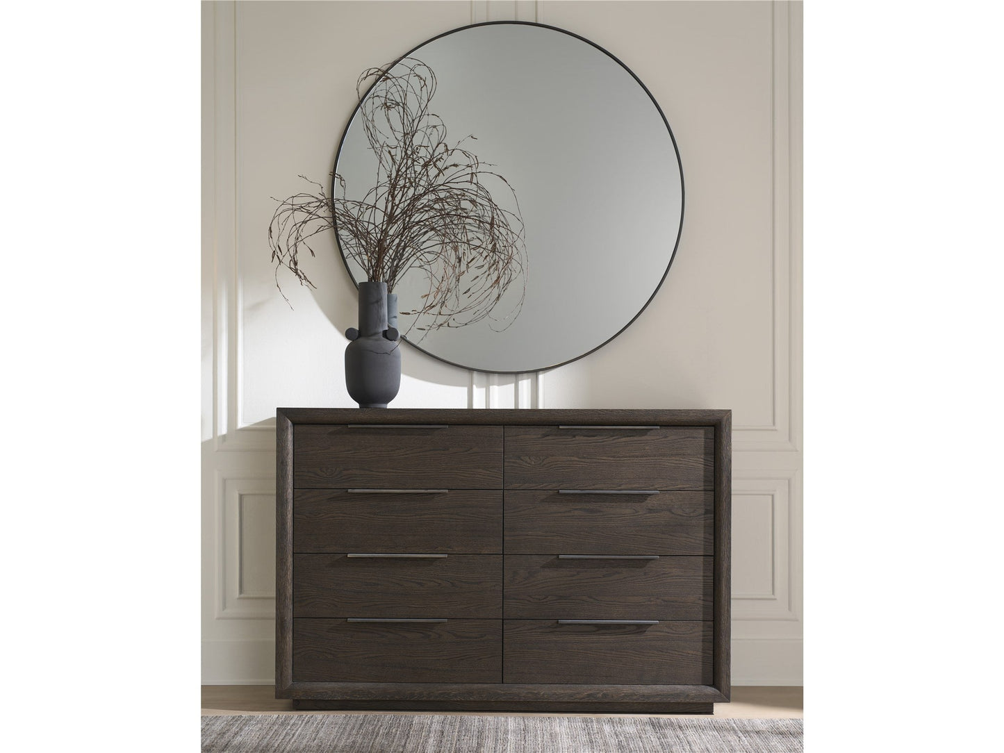 Modern Smoked Bronze Round Accent Mirror - Ornate Home