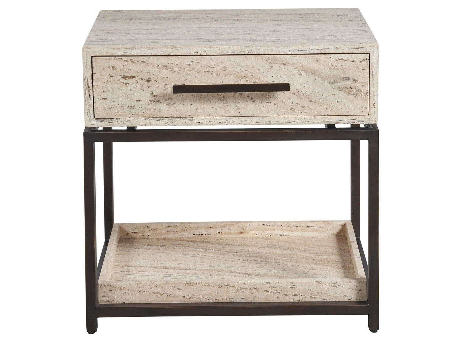 Modern White Travertine Nightstand - Ornate Home