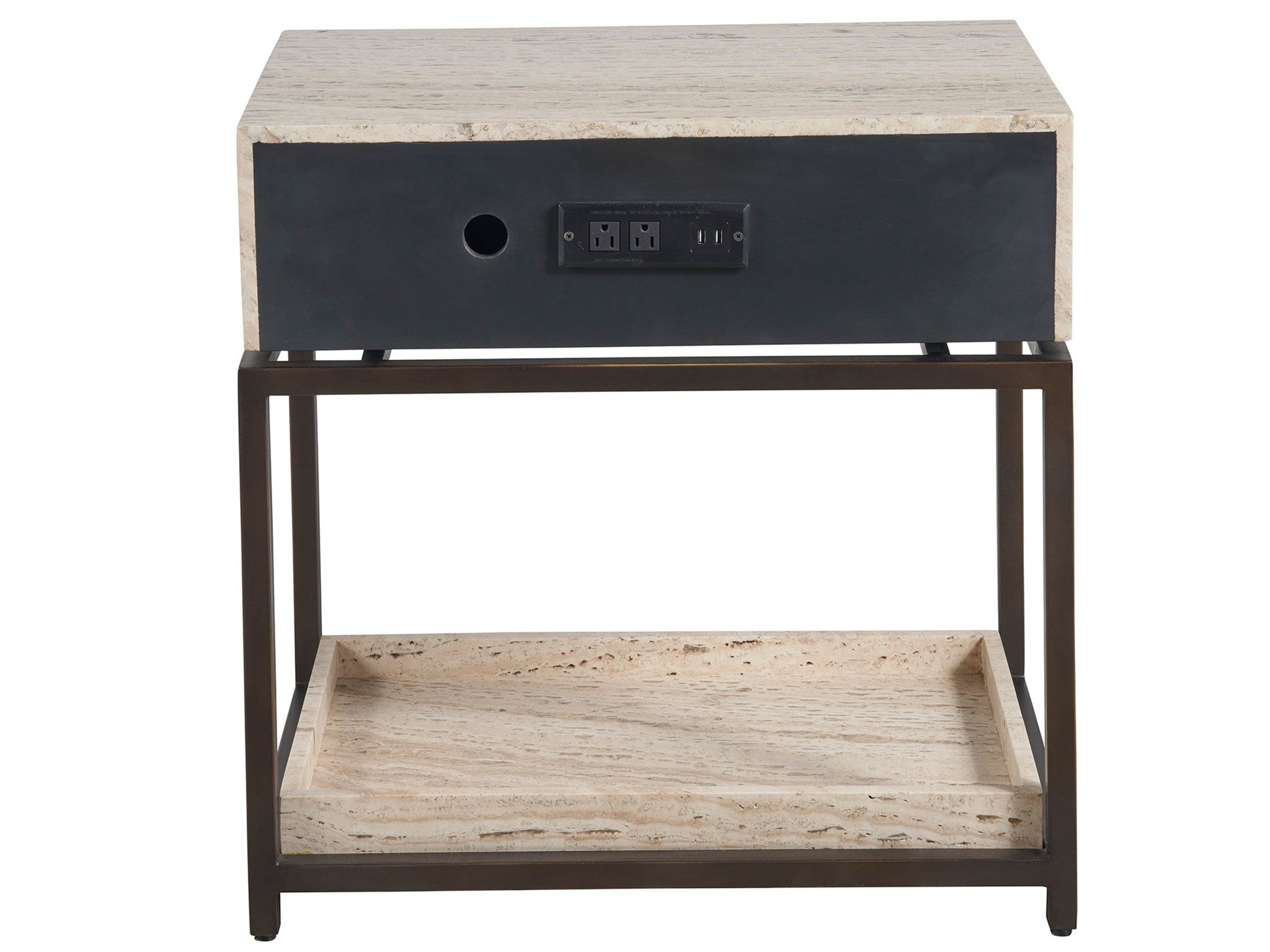 Modern White Travertine Nightstand - Ornate Home