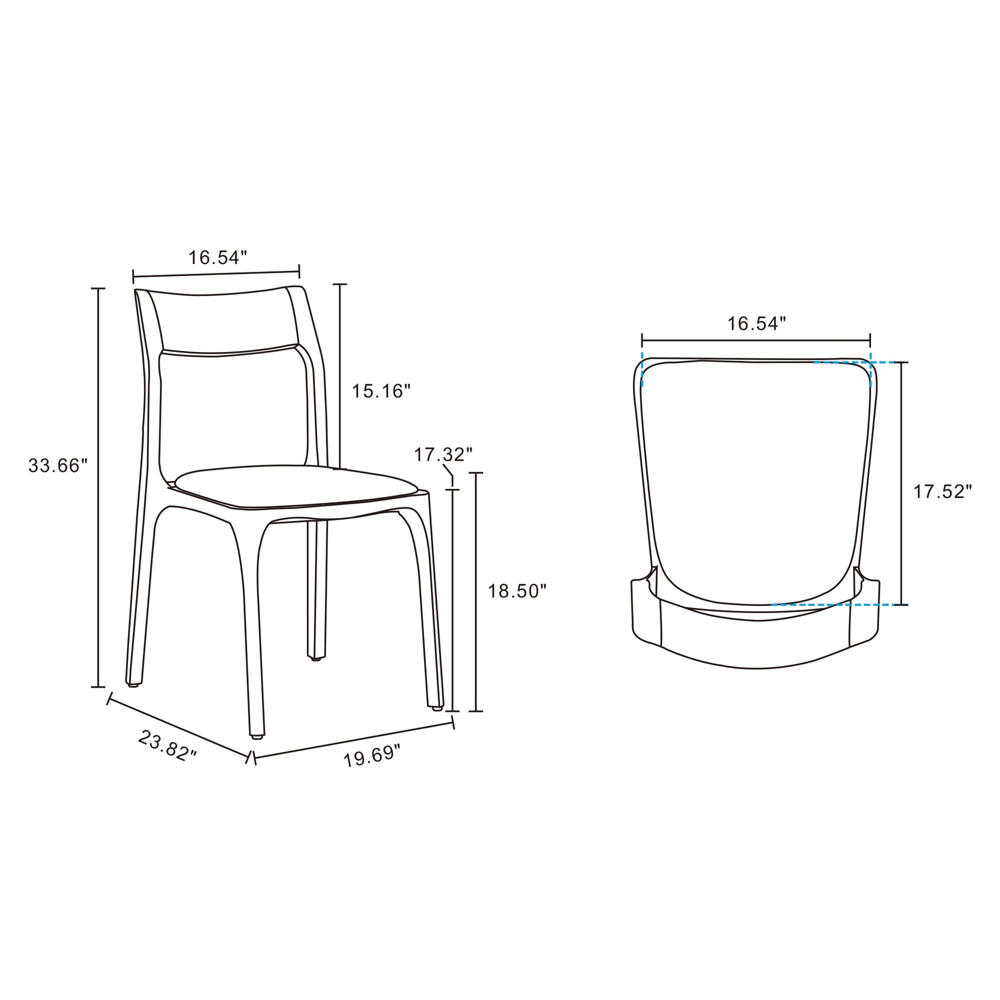 Moderno Stackable Dining Chair in Walnut and Black (Set of 4) - Ornate Home