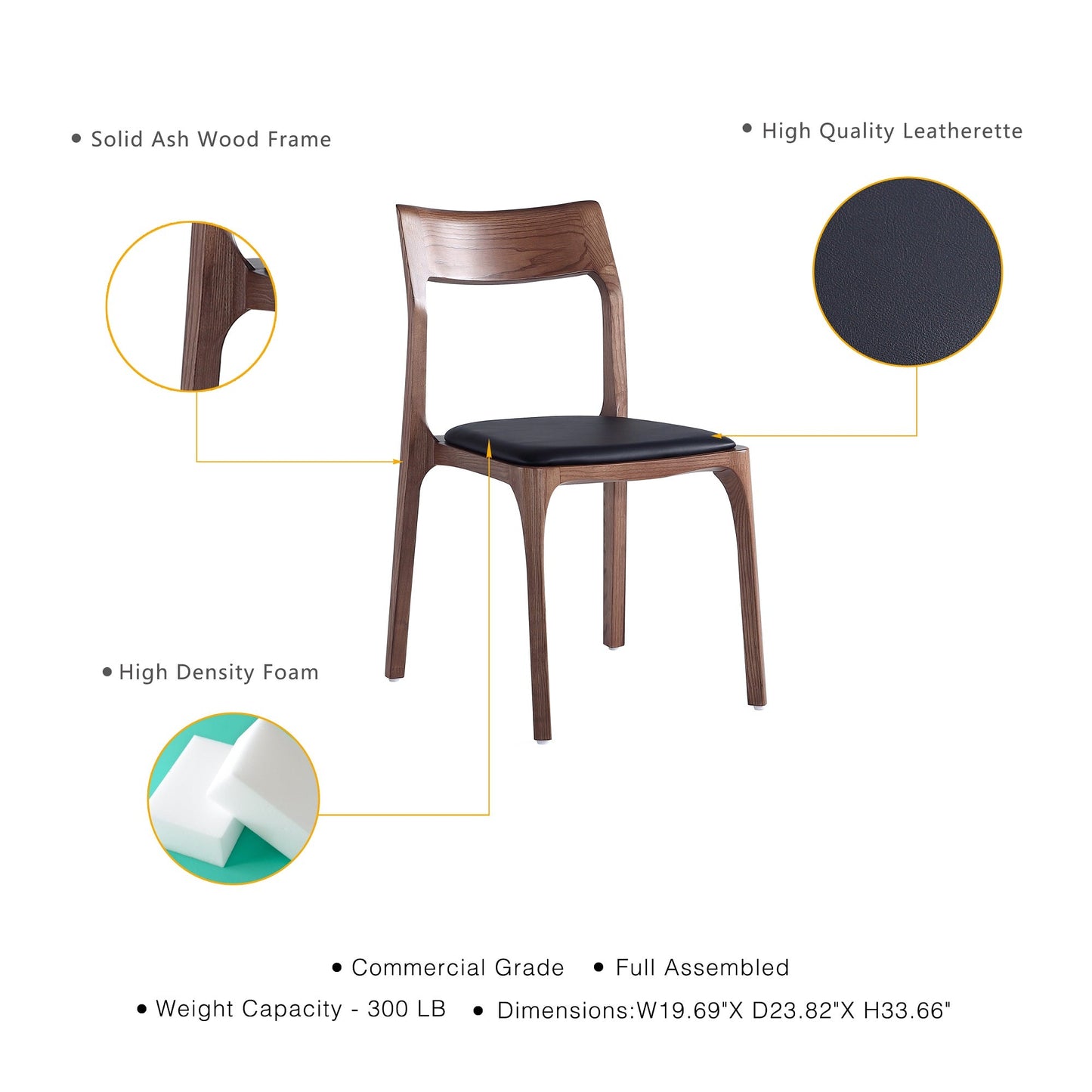 Moderno Stackable Dining Chair in Walnut and Black (Set of 4) - Ornate Home