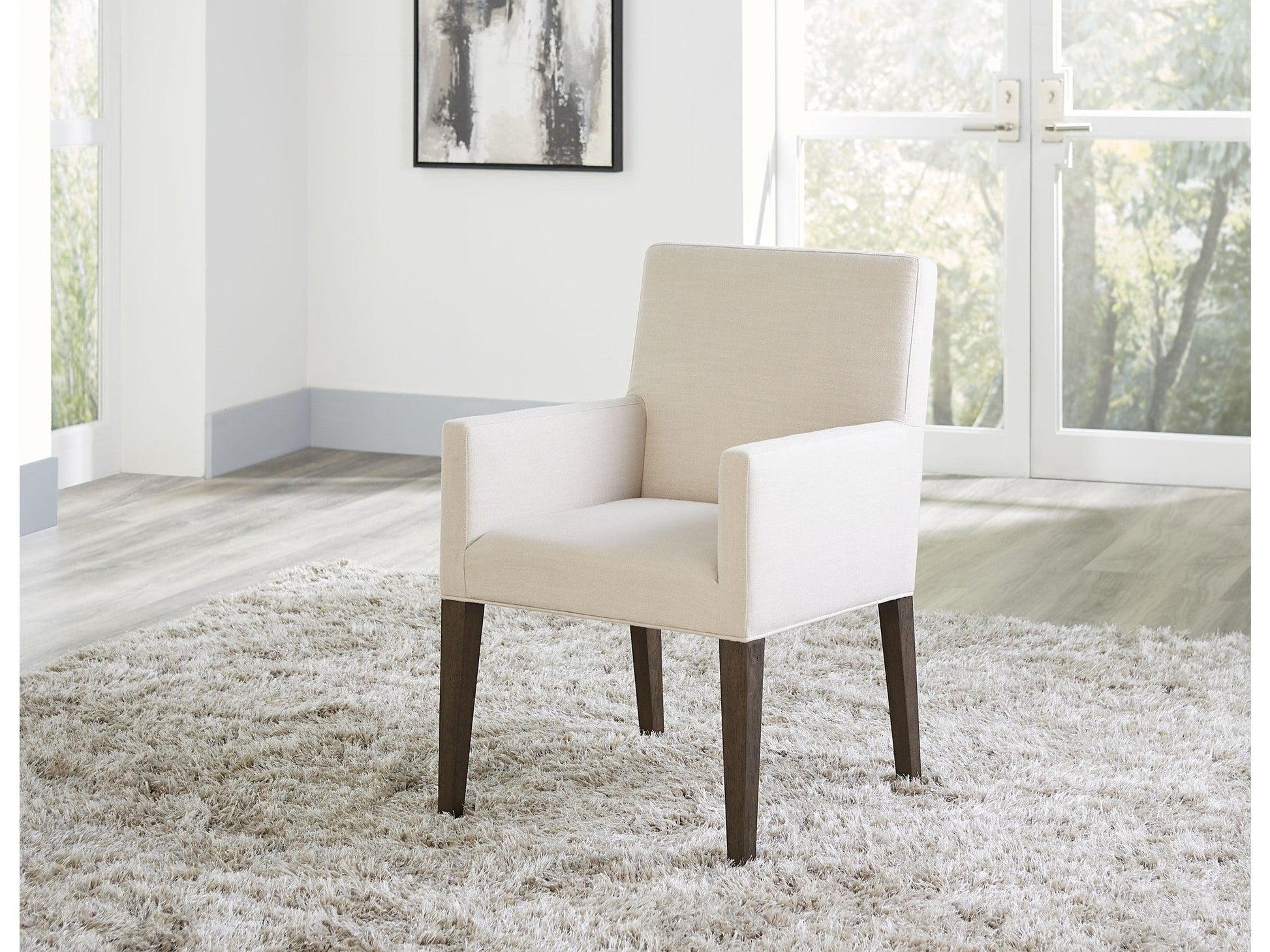 Modesto Upholstered Arm Chair in Abalone Linen and French Roast (Set of 2) - Ornate Home