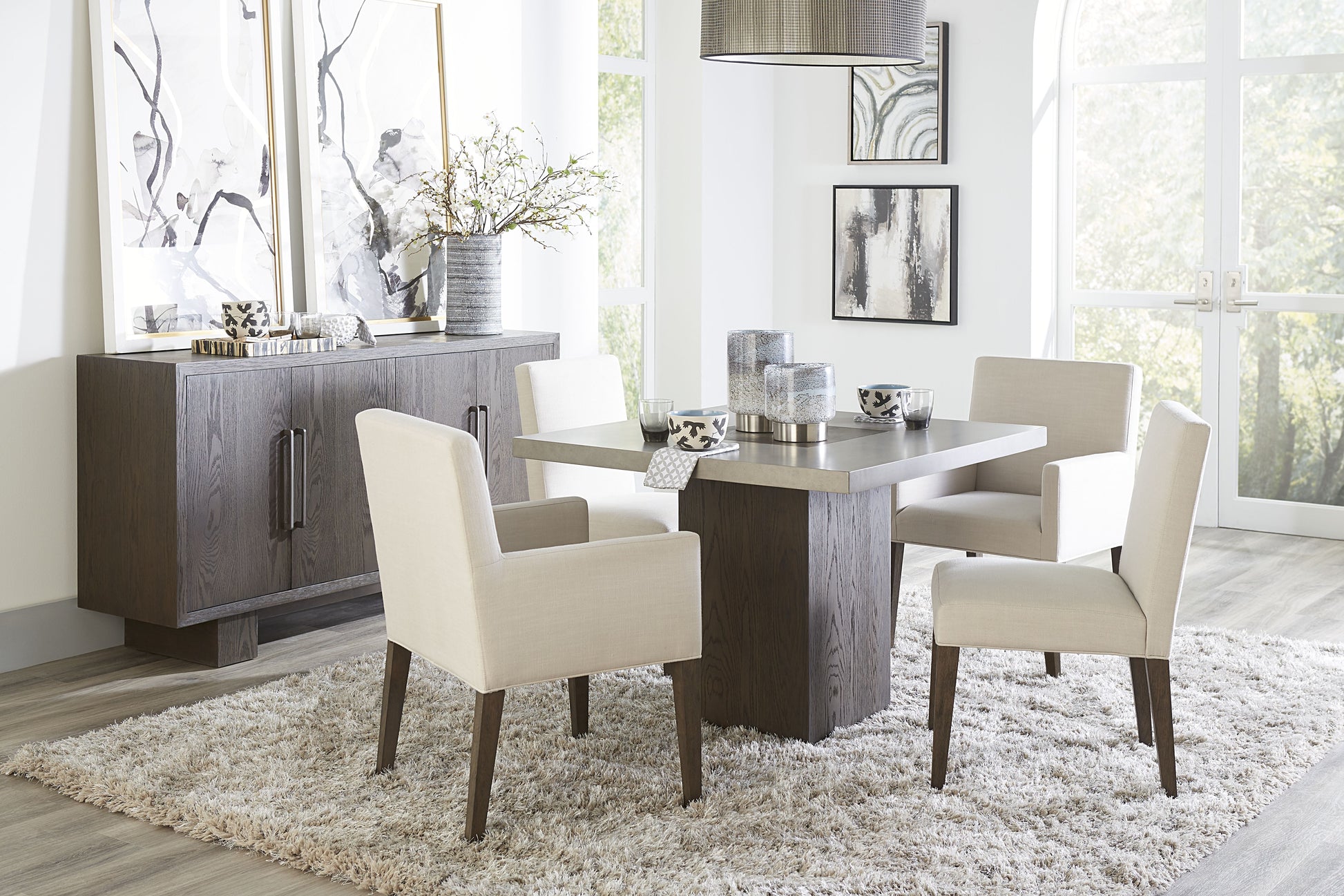 Modesto Upholstered Side Chair in Abalone Linen and French Roast (Set of 2) - Ornate Home