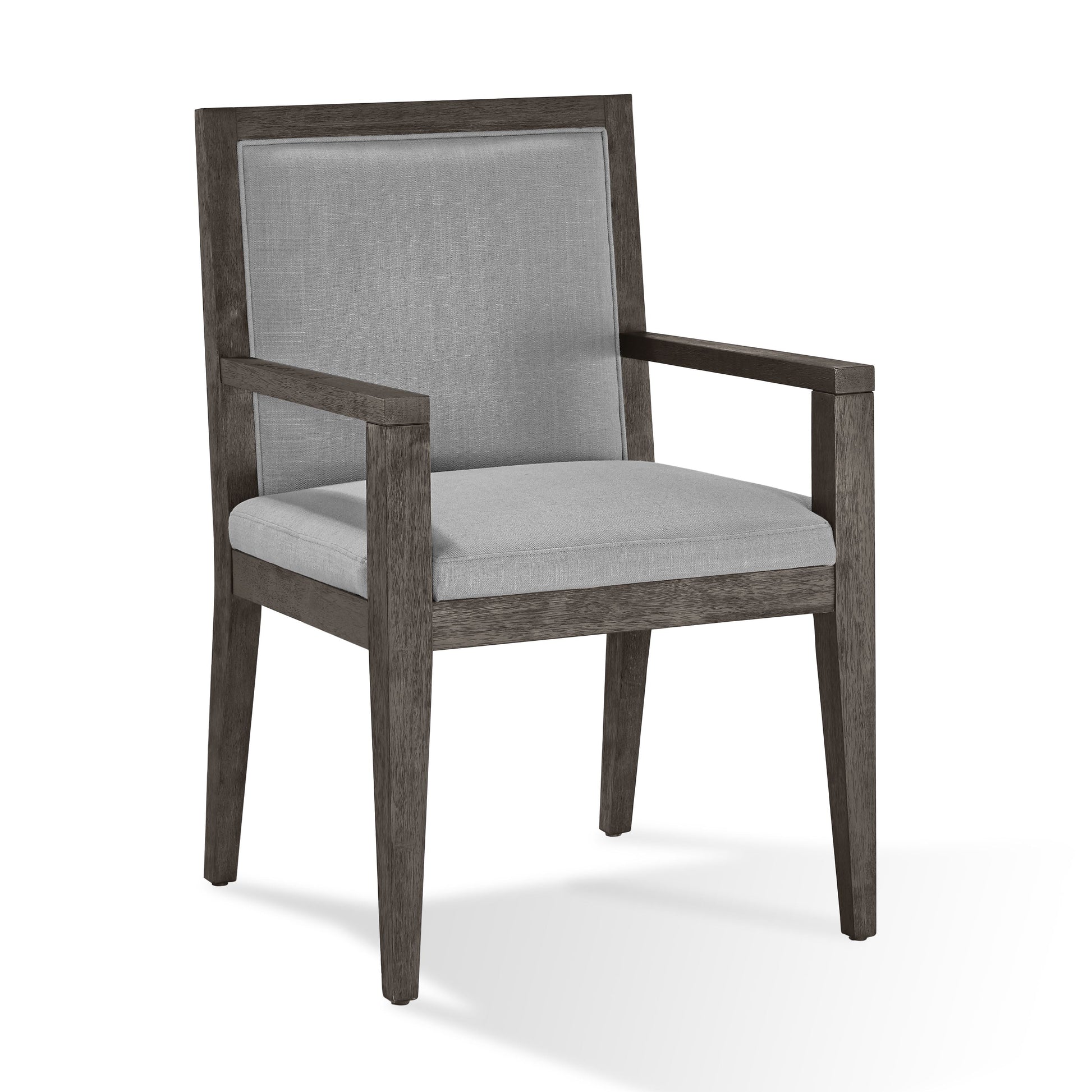 Modesto Wood Frame Upholstered Arm Chair in Koala Linen and French Roast (Set of 2) - Ornate Home