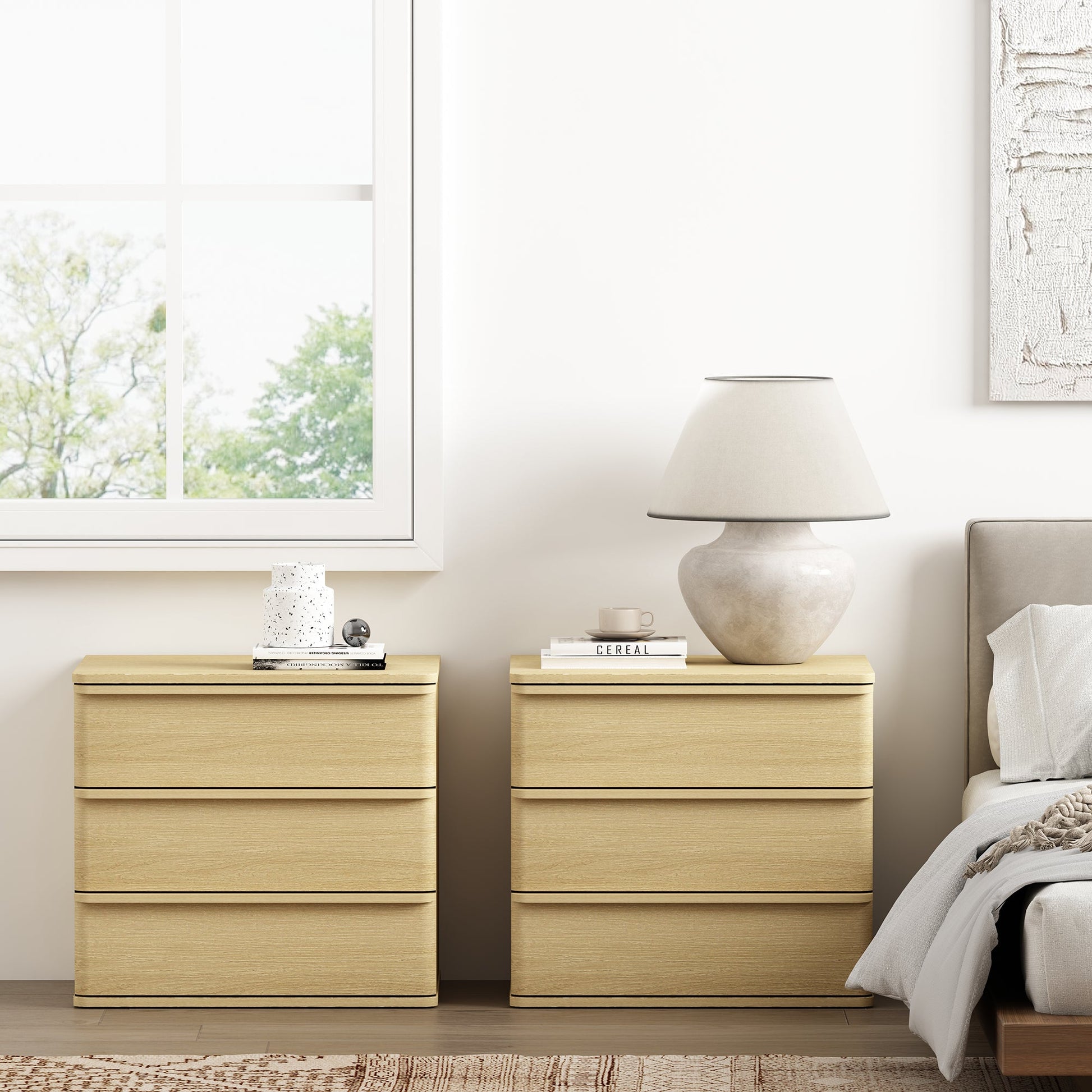 Molly Nightstand in Natural Oak (set of 2) - Ornate Home