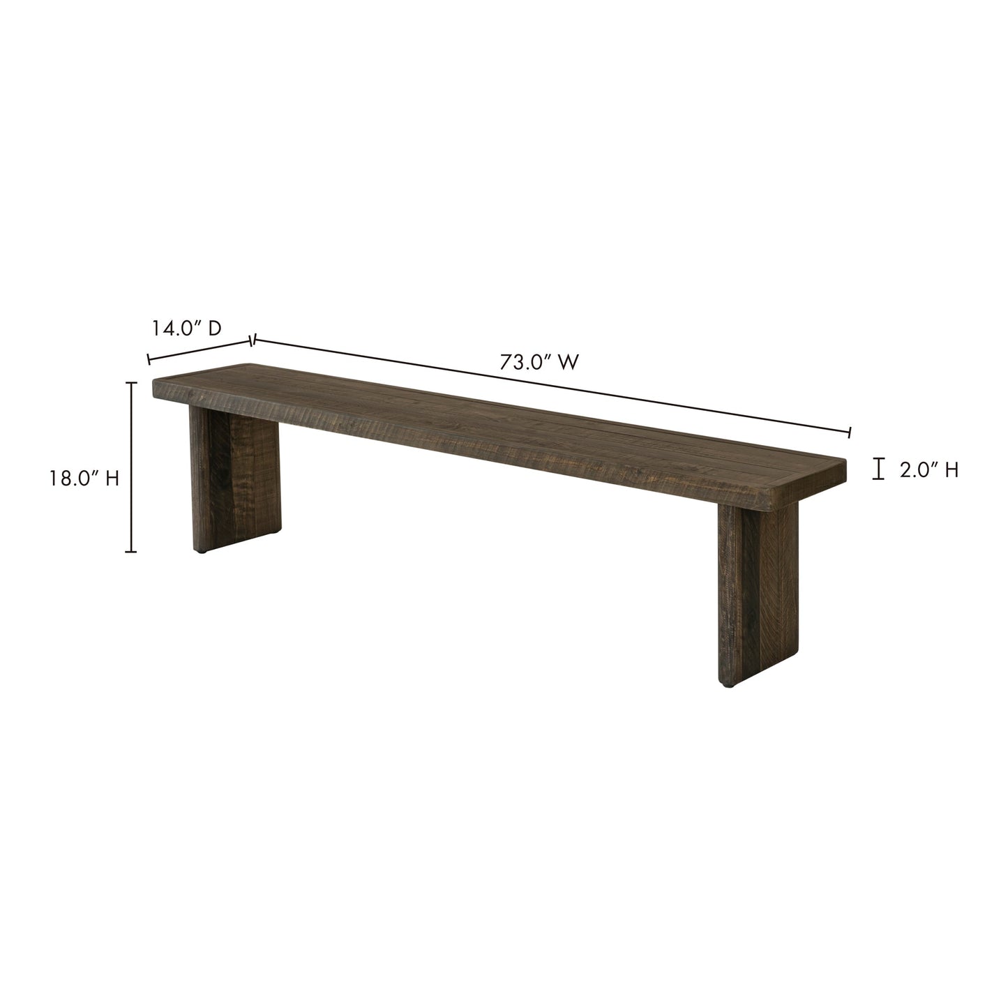 Monterey Aged Brown Bench - Ornate Home
