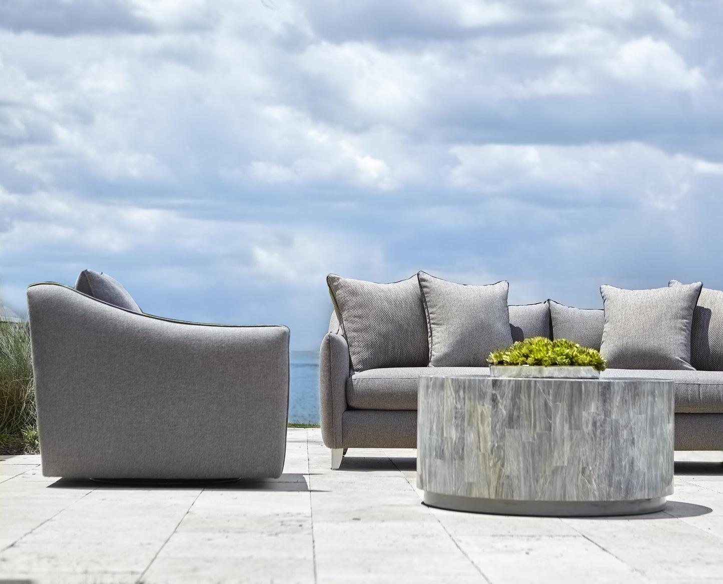 Monterey White/Cream Outdoor Swivel Chair - Ornate Home