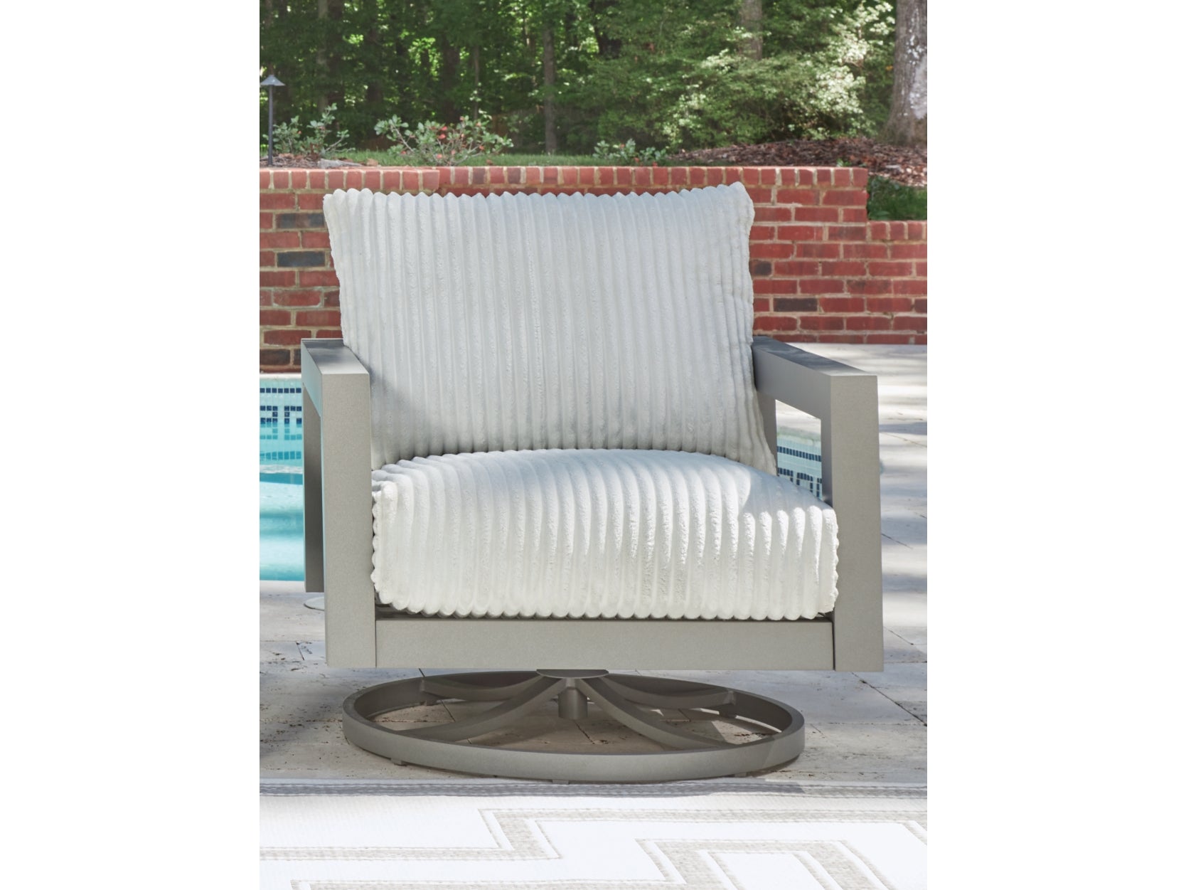 Moonlight Gray Outdoor Swivel Chair with Cushion- Viva Furn